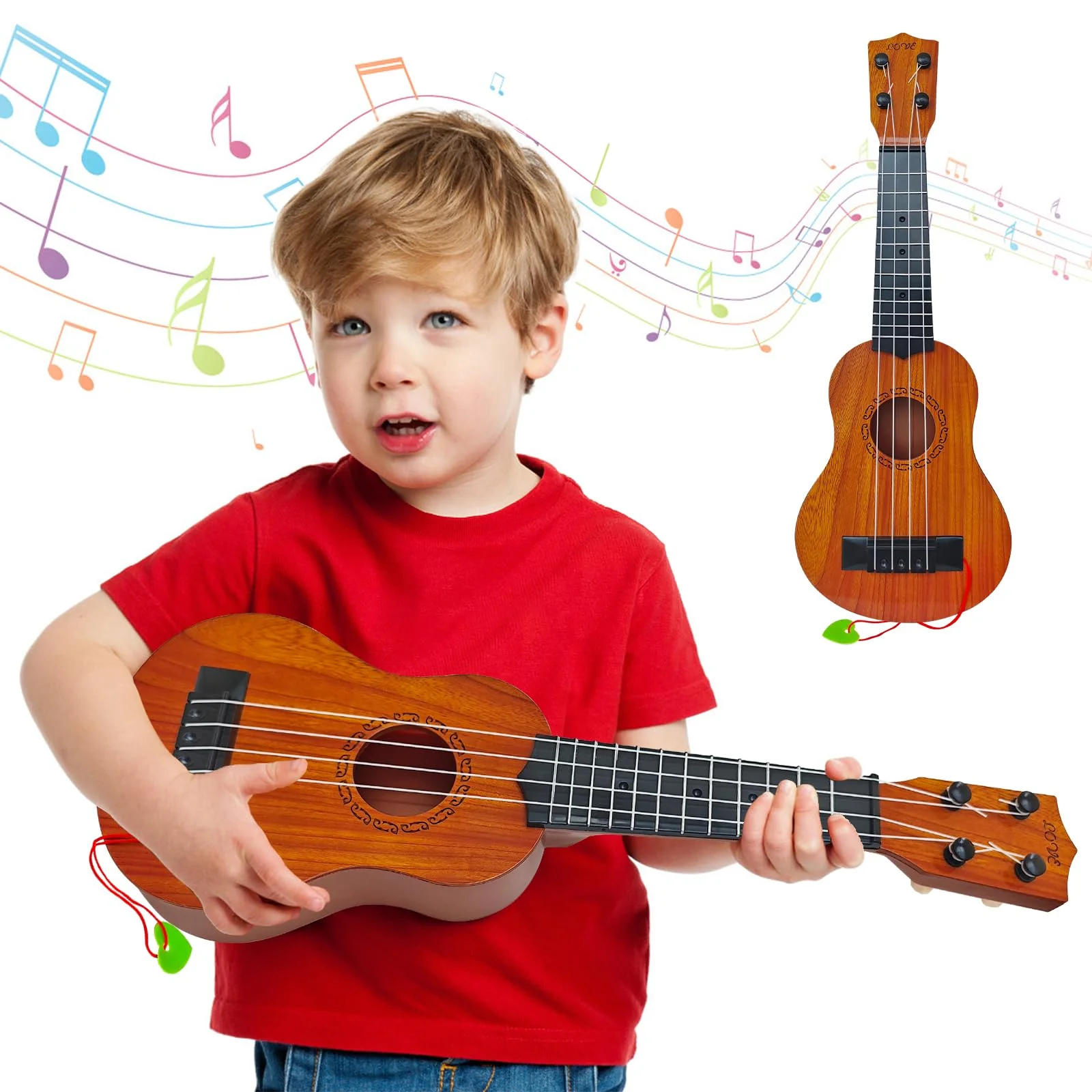 Crafted Kids Toy Ukulele Guitar 17 Inch Classical Guitar Musical Toy 4 Strings Guitar Ukulele Educational Learning Toy for Toddlers and Preschoolers Genuine