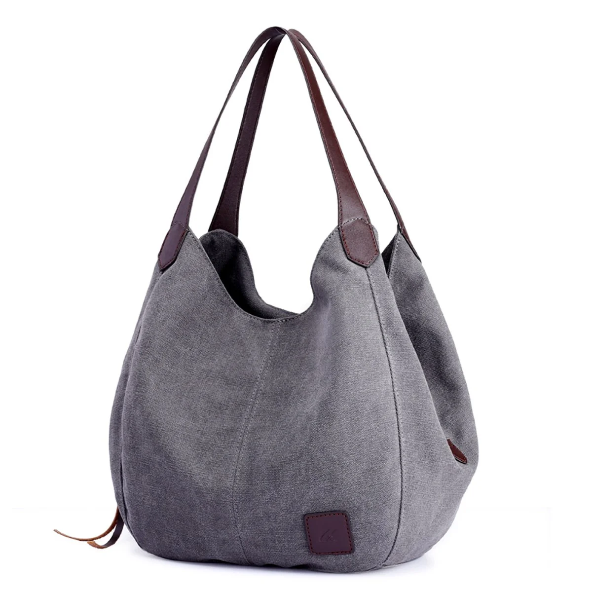 Fine DOURR Women's Multi-pocket Shoulder Bag Fashion Cotton Canvas Handbag Tote Purse Gray - Medium Size Convenient