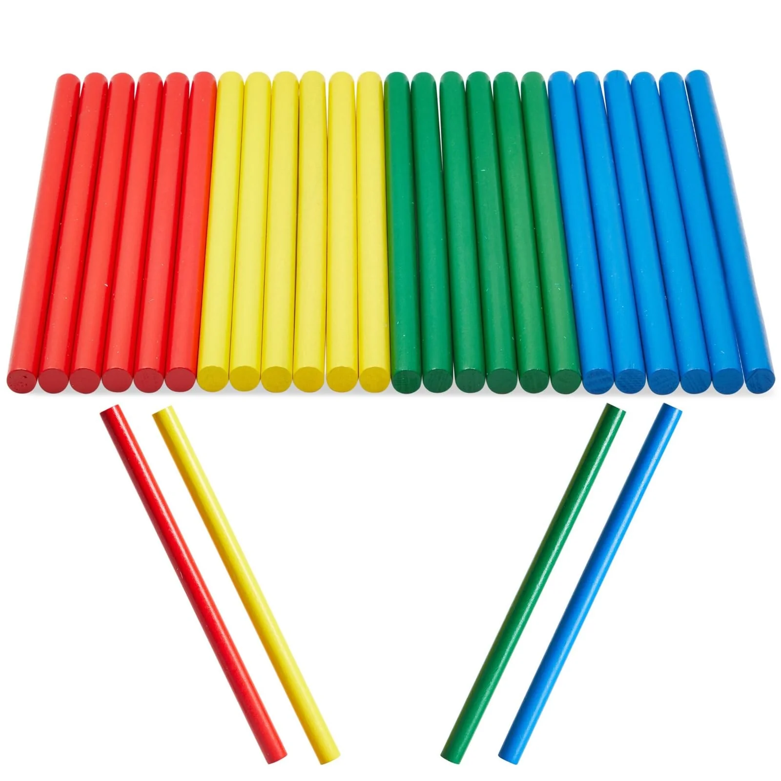 Soft 24 Pack Rhythm Sticks for Kids 8 inches Wooden Lummi Stick Music Toys Classroom Preschool Percussion Musical Instruments 4 Colors Clean