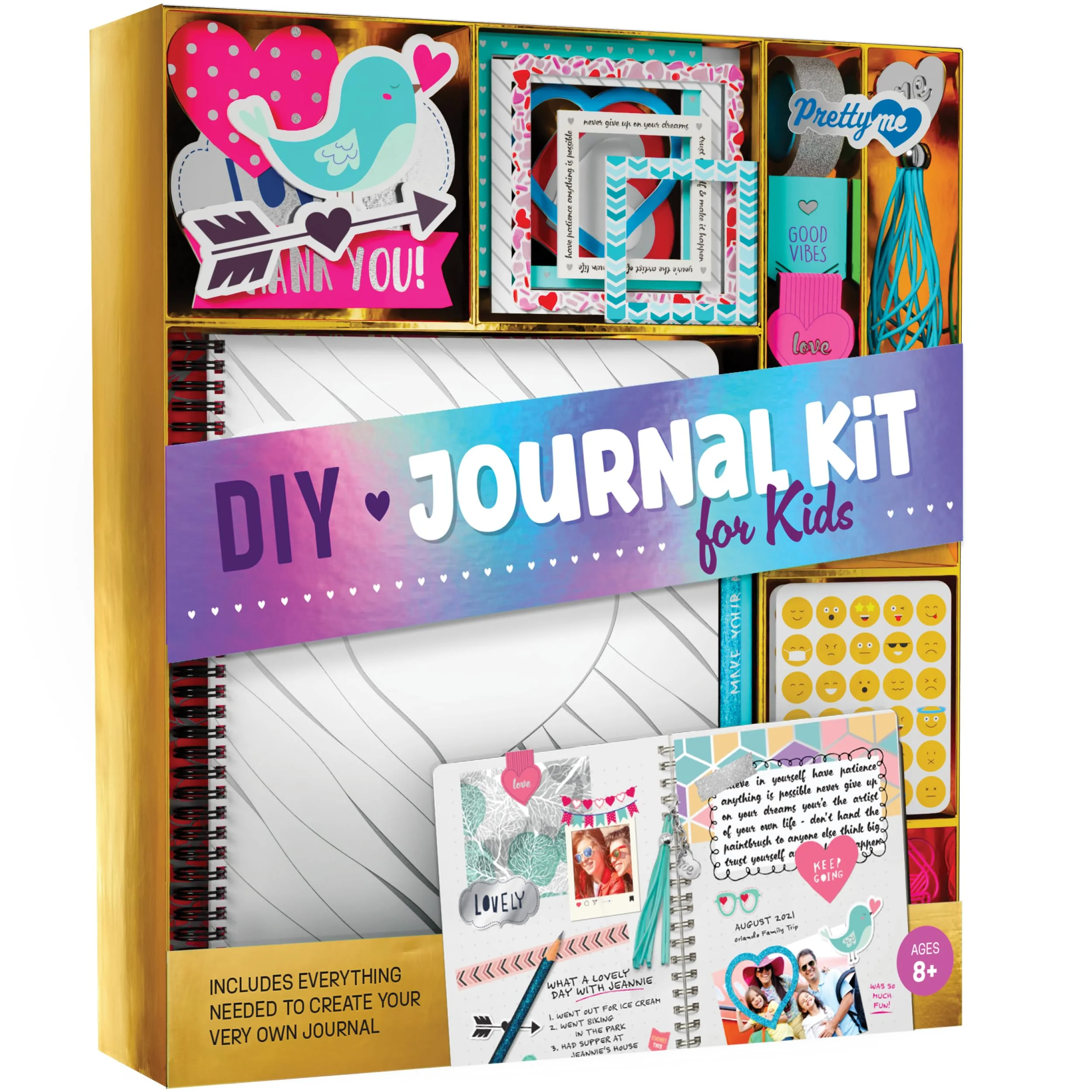 Luxury Pretty Me DIY Journal Kit for Girls – Scrapbook Diary Art Set Fun Crafts Gift for Tweens Ages 8–14 Birthday or Holiday Present High-End