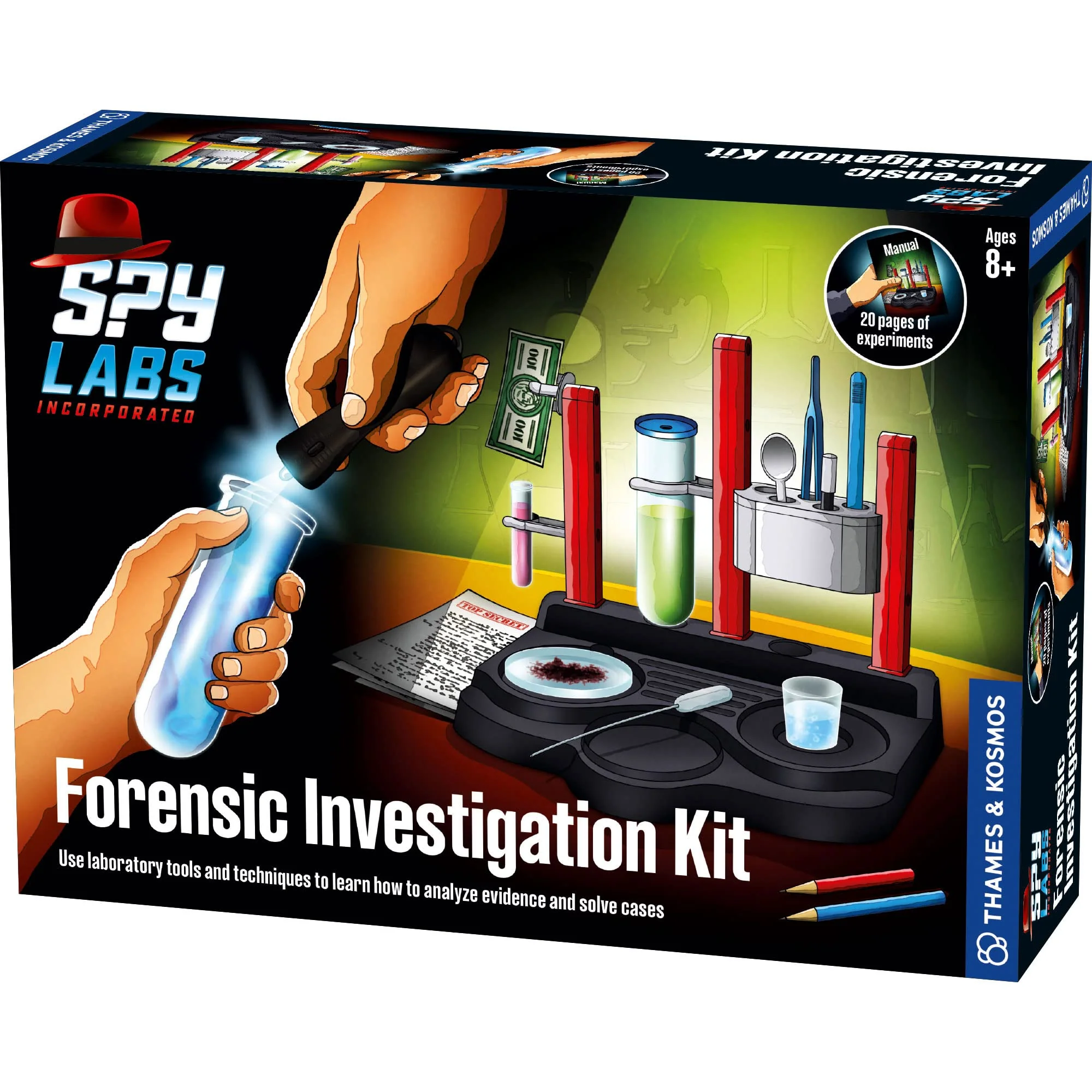 Easy-to-Use Thames Kosmos Spy Labs Forensic Investigation Kit – Large Lab Setup to Collect Analyze Evidence Explore Detective Science for Kids Soft