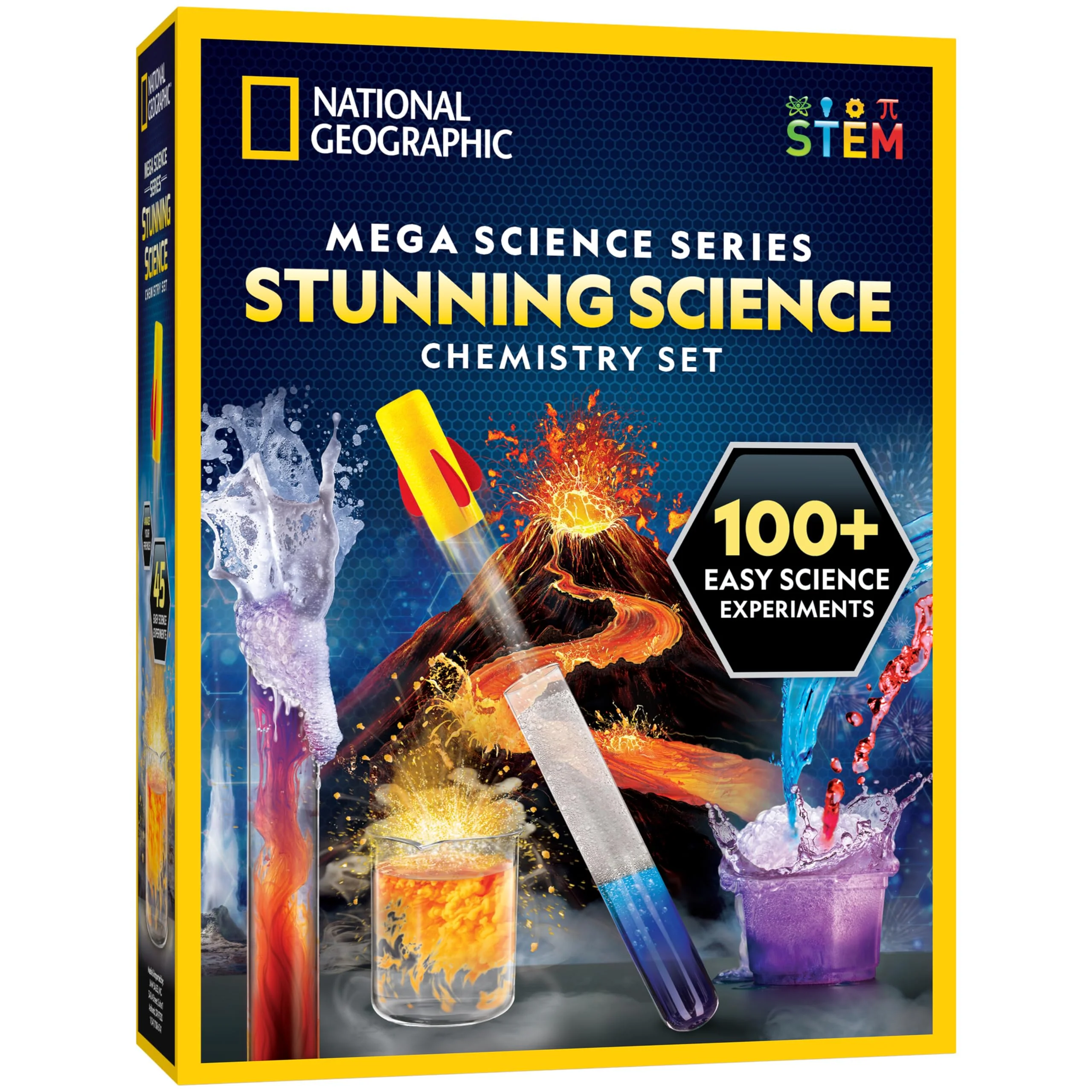 Stylish National Geographic Stunning Chemistry Set – Mega Science Kit with 45 Experiments Volcano Rocket Launch STEM Projects for Kids Ages 8–12 Science Toys Smart