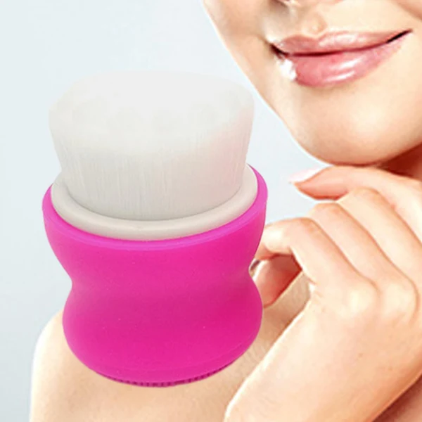 Casual Maxbell Manual Face Washing Brush Soft Bristle and Exfoliating Silicone Pad Rose Red Safe