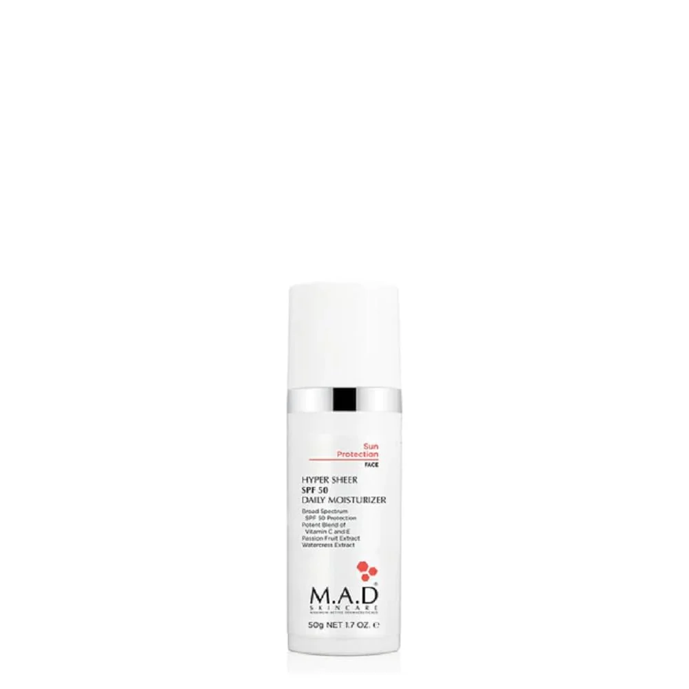 Certified M.A.D Skincare Hyper Sheer SPF 50 Daily Moisturizer 1.7 oz. Verified