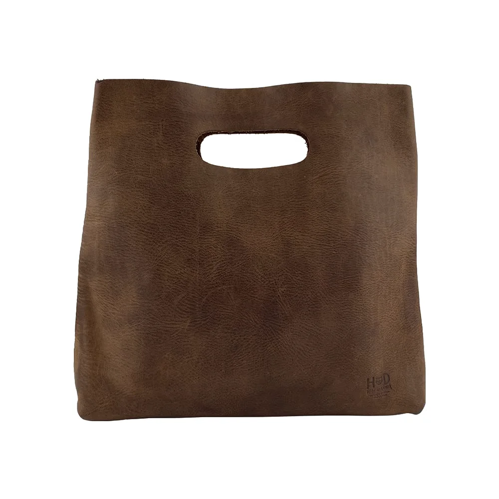 Certified Hide Drink Minimalist Handbag for Women Tote Bag Rustic Purse Full Grain Leather and Sheepskin Handmade Bourbon Brown Unique