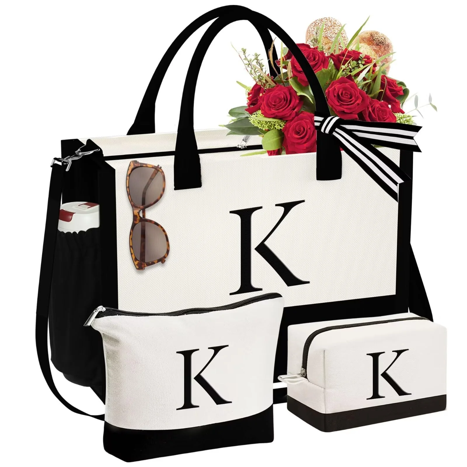 Clean YOOLIFE Gifts for Women - Birthday Gifts for Women Mom Daughter Sister Friends Personalized Initial Tote Bag Letter K Trendy