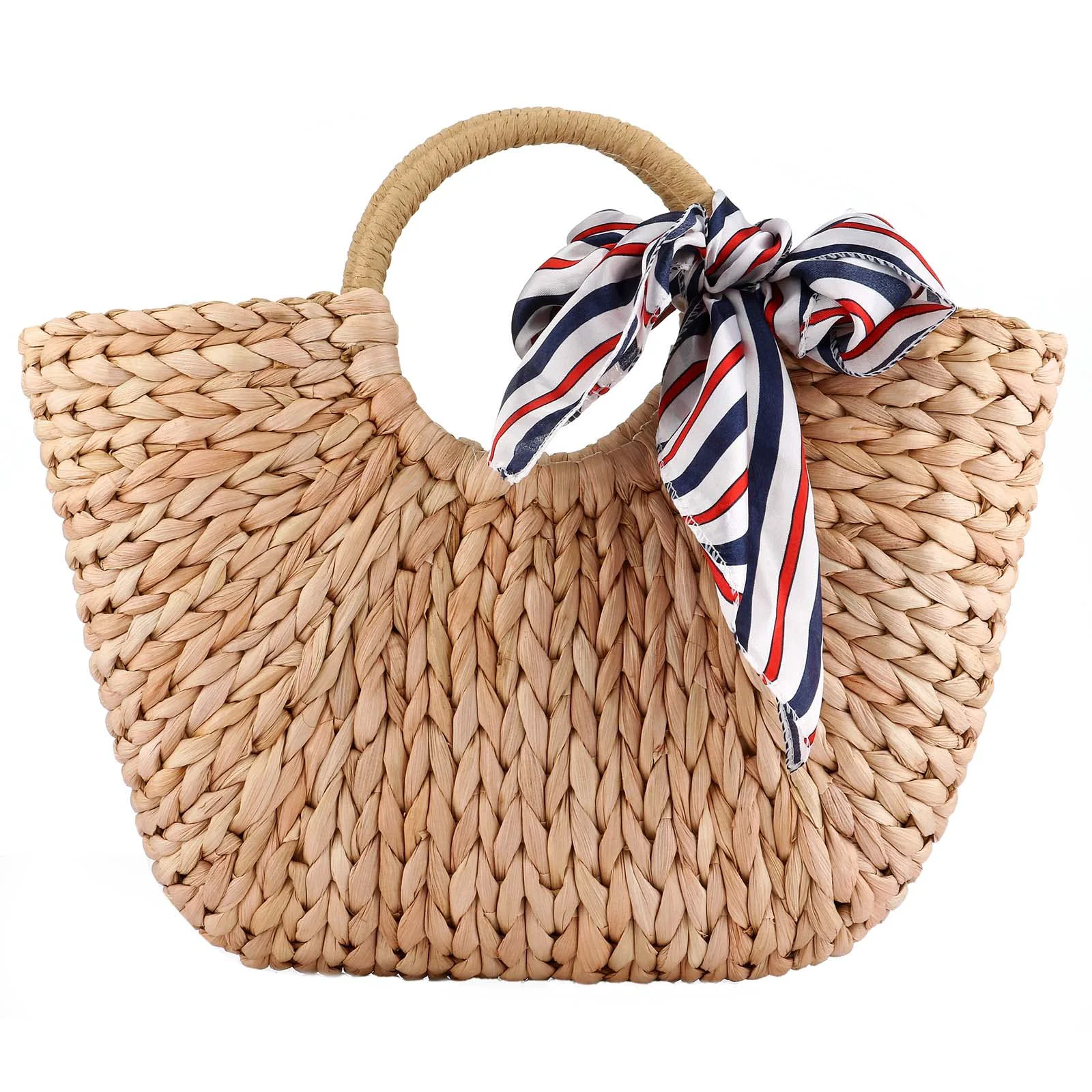 Safe Summer Rattan Bag for Women Straw Hand-woven Top-handle Handbag Beach Sea Straw Rattan Tote Clutch Bags Solid