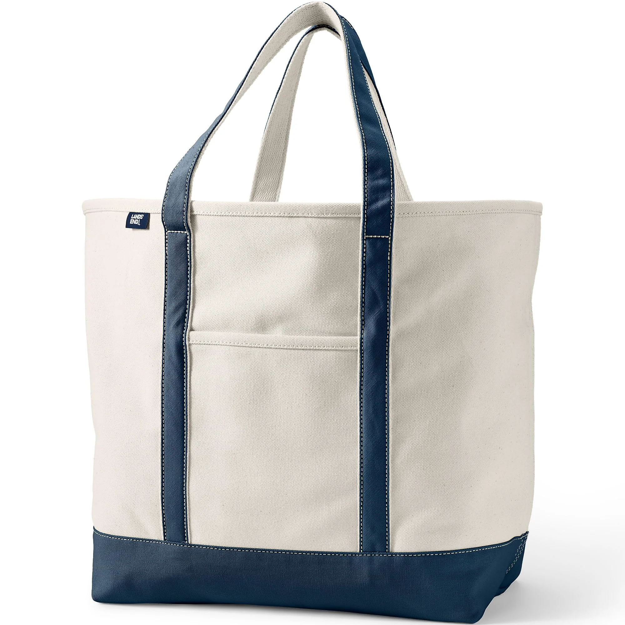 Convenient Lands' End Natural Open Top Canvas Tote Natural radiant Navy Medium Dependable