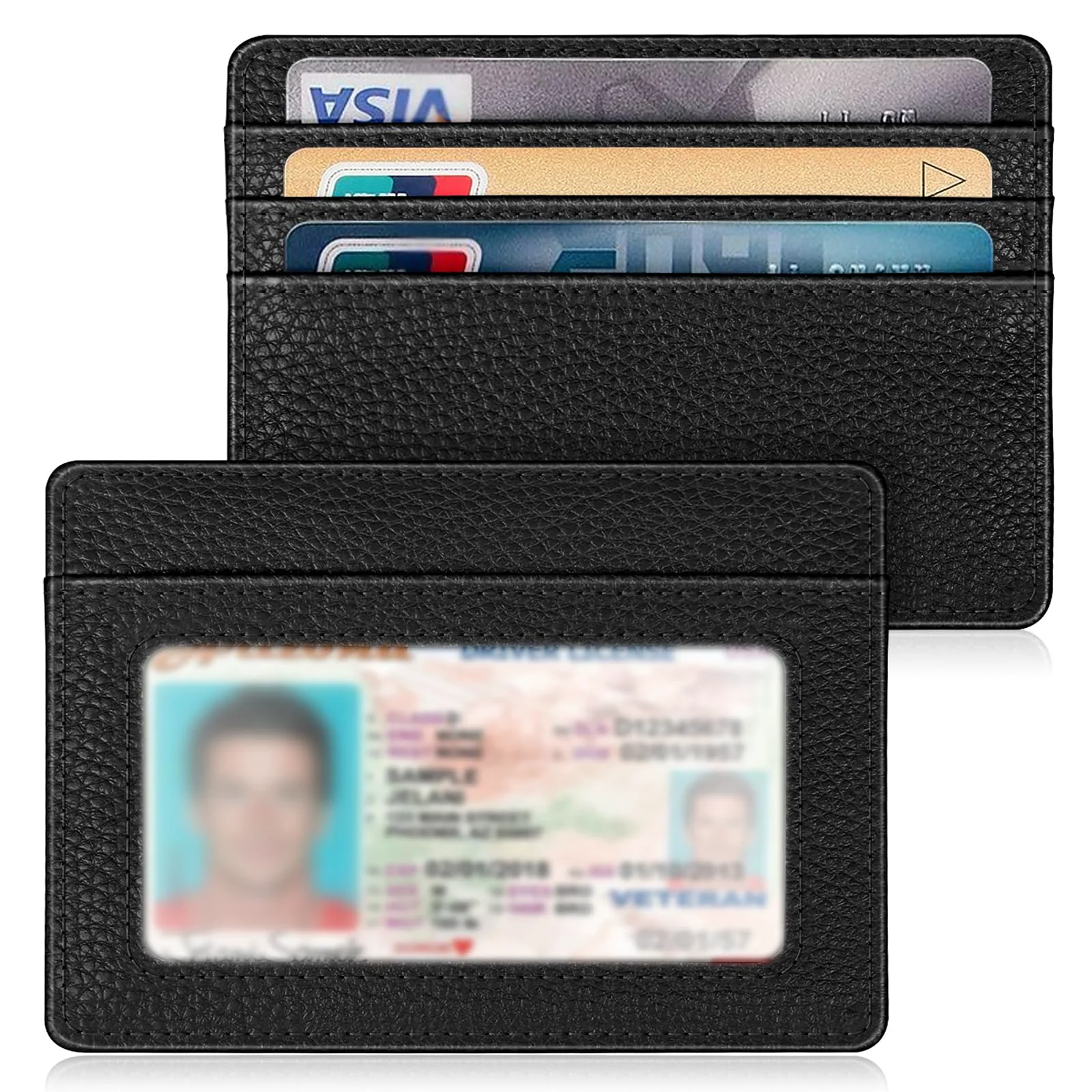 Original FINTIE Slim Minimalist Front Pocket Wallet RFID Blocking Credit Card Holder Card Cases with ID Window for Men Women Black Fast