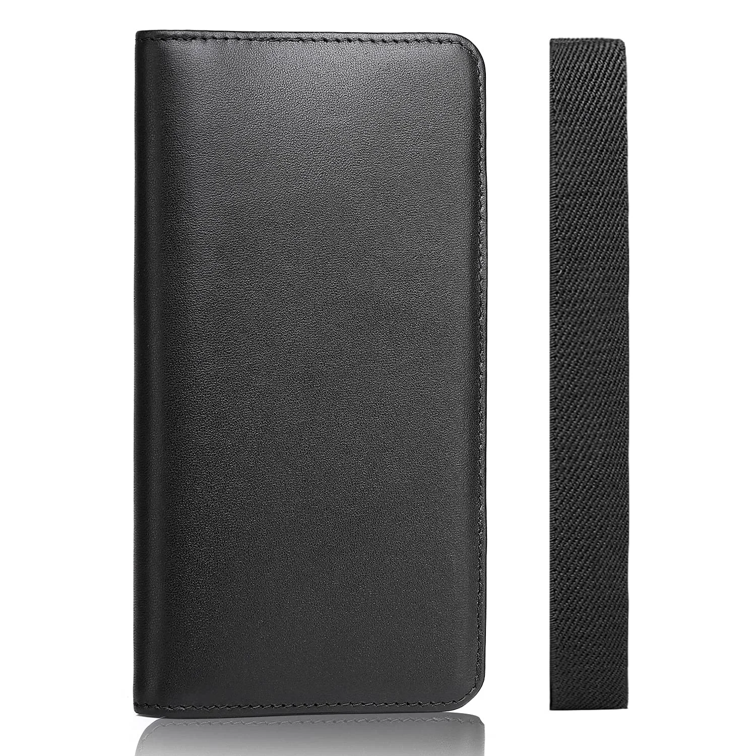 Advanced LLi Cufite Italian Calfskin Leather Checkbook Cover Deluxe Minimalist with Plastic Insert Flap Pen Loop Strap for Men Women Easy-to-Use