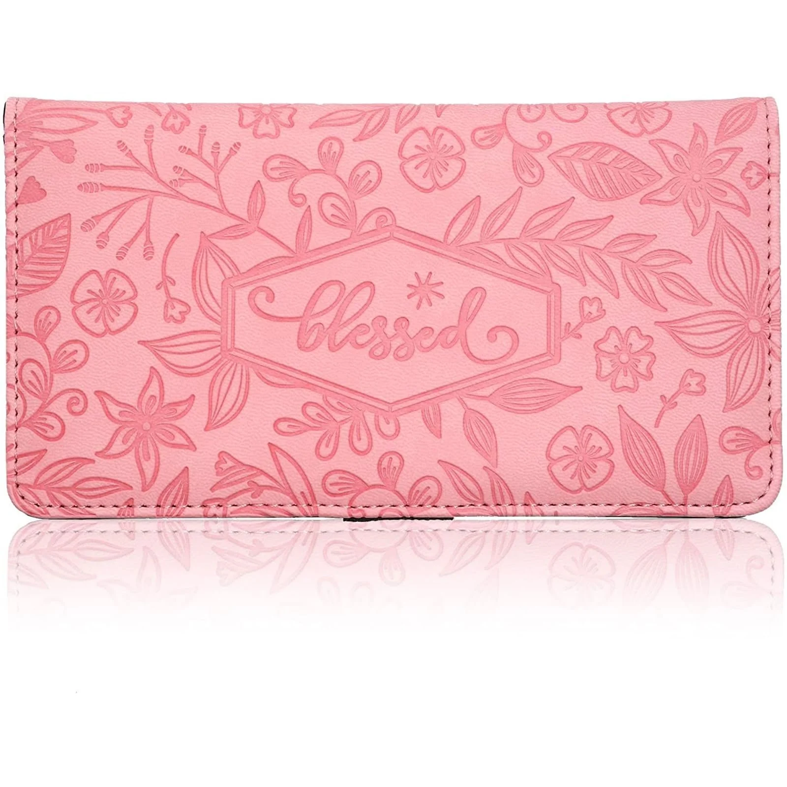 Long-Lasting Juvale Floral Checkbook Cover for Women - Card Holder Wallet for Checks Credit Cards RFID Blocking Pink - Check Book Covers for Women Smart