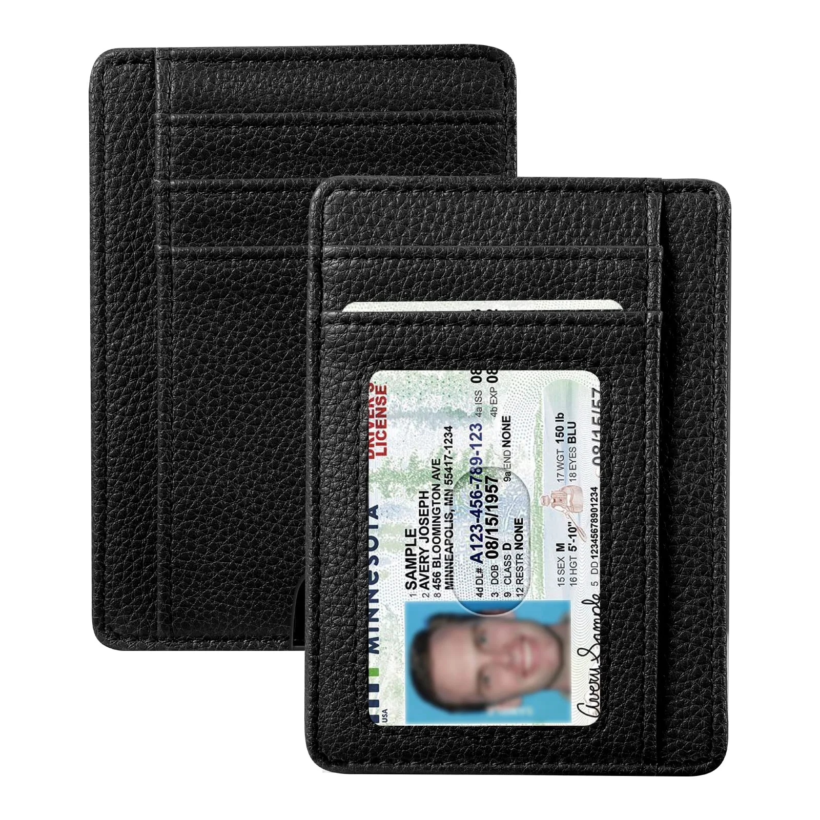 Classic Fintie Slim Minimalist Front Pocket Wallet RFID Blocking Credit Card Holder Card Cases with ID Window for Men Women Black Safe