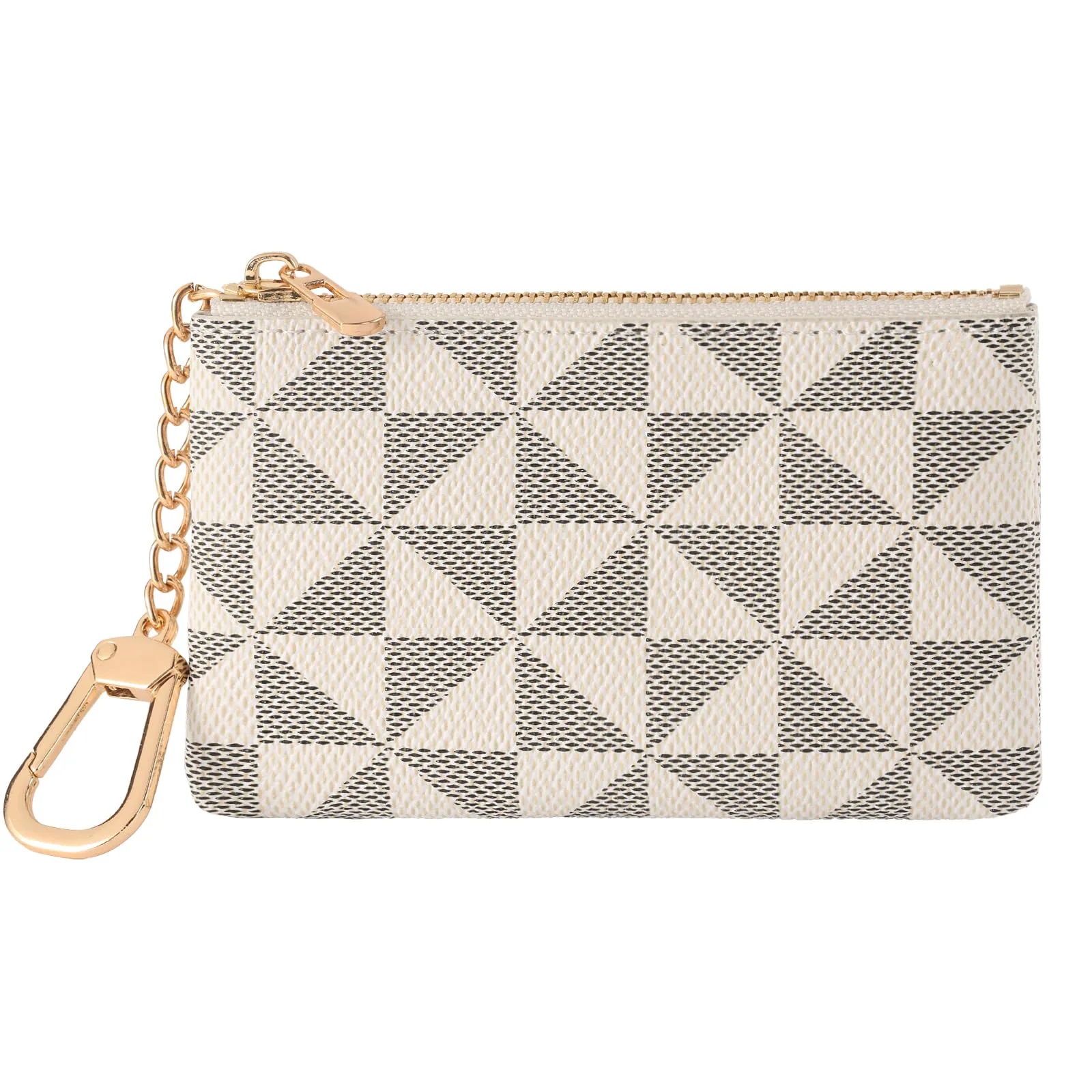 Professional FOUSIVOU Leather Coin Purse for Women with KeyChain Small Zipper Change Purse coin Pouch Card Holder Wallet Clutch for Women Men White Detailed