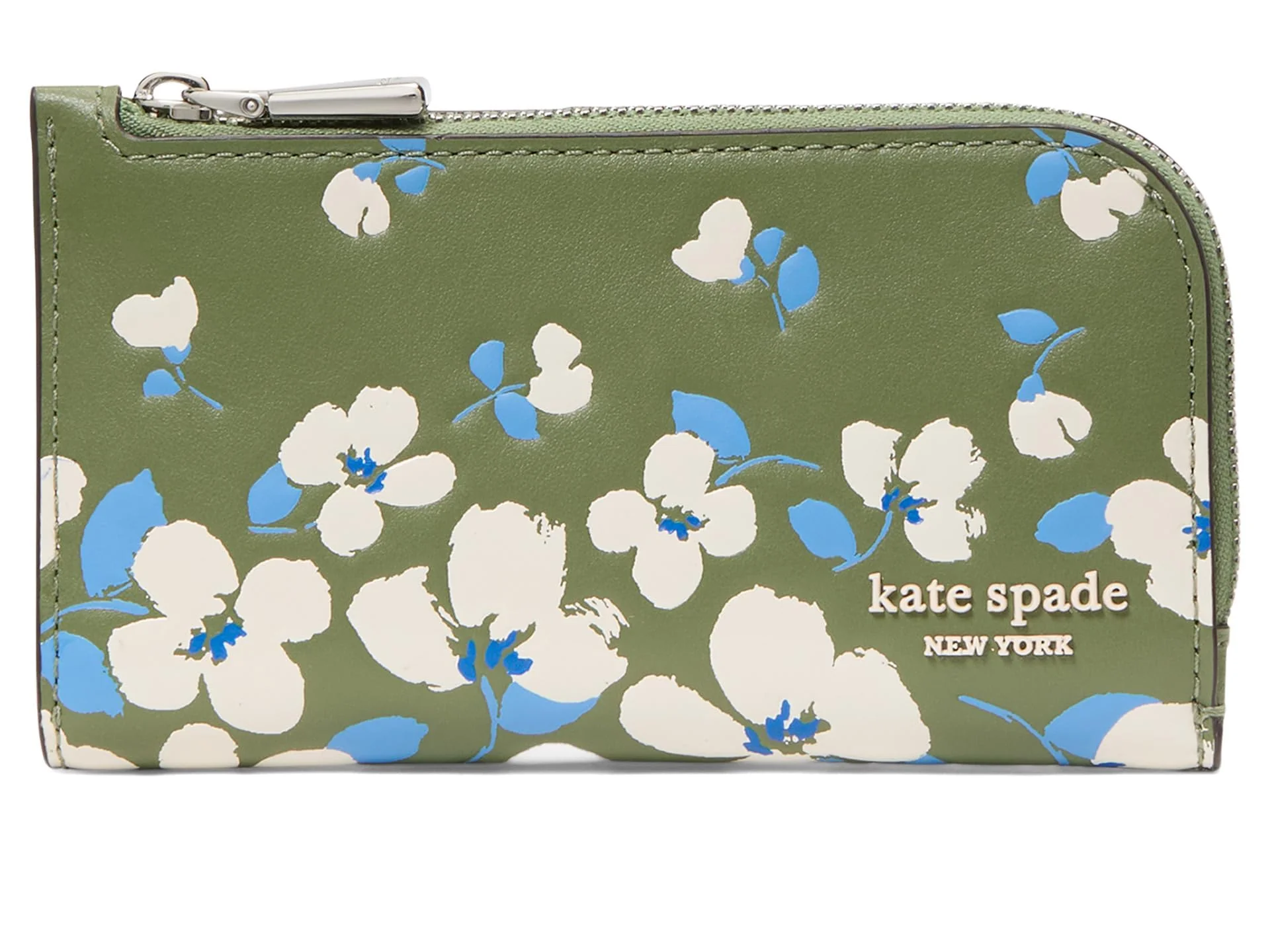 Premium Material kate spade new york Devin Painterly Bouquet Embossed Smooth Leather Small Slim Bifold Wallet Verified