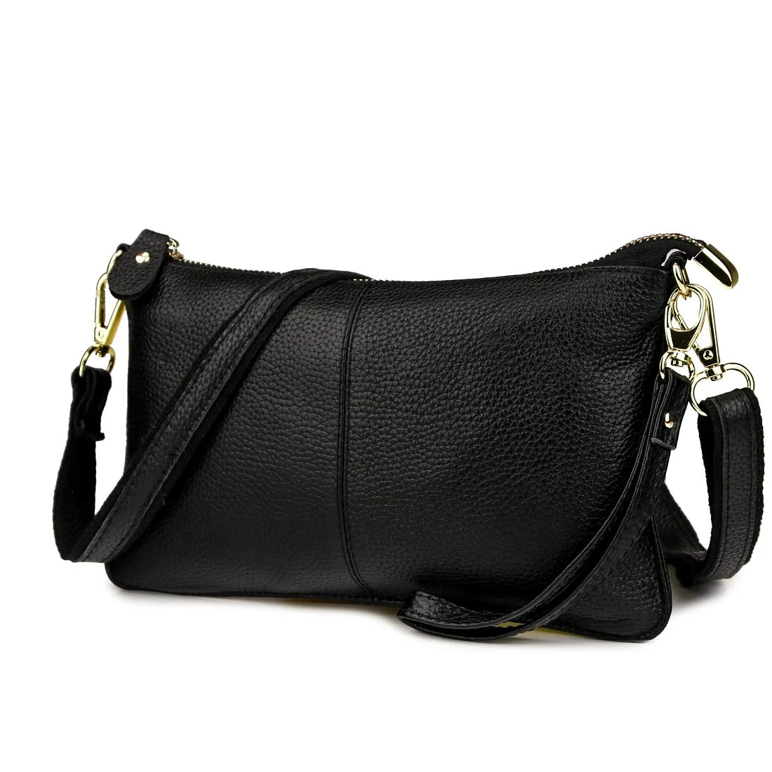 Versatile Artwell Leather Clutch Wallet For Women Wristlet Envelop Crossbody Purse Card Shoulder Bag Black Soft