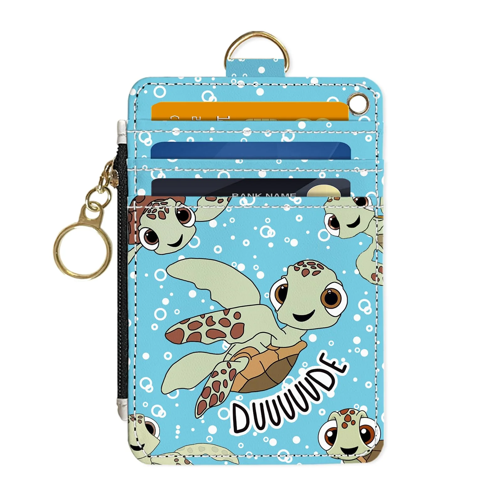 Authentic datoucat slim wallet credit card holder sea turtles rfid women cute small front pocket with zipper pu leather thin travel blocking case id… Breathable