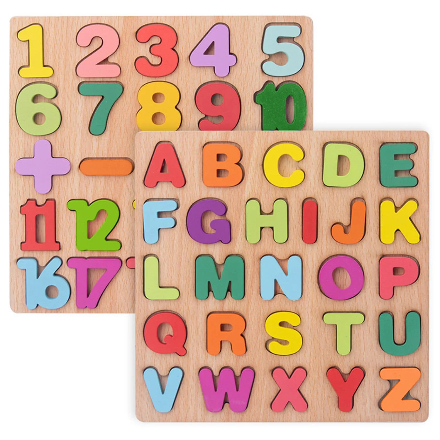 Superior Wooden Puzzles for Toddlers – Alphabet Number Chunky Wood Puzzle Board Preschool Educational Learning Toy for Boys Girls Kindergarten User-Friendly