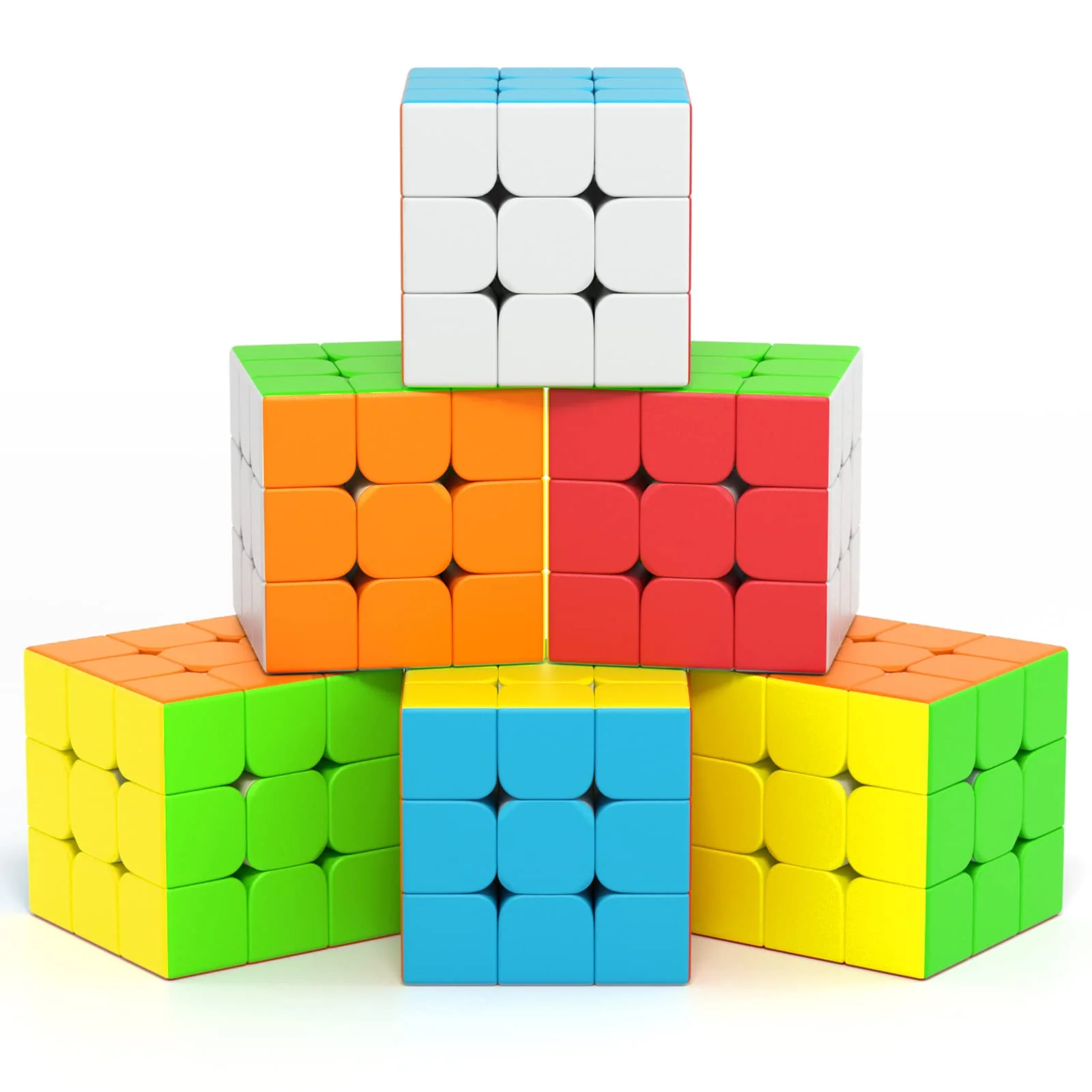 Sustainable Ven 3x3x3 Speed Cube Set – 6-Pack Stickerless Cubes Bulk Puzzle Toy for Kids Teens Adults Classroom Prizes Party Favors Gifts Breathable