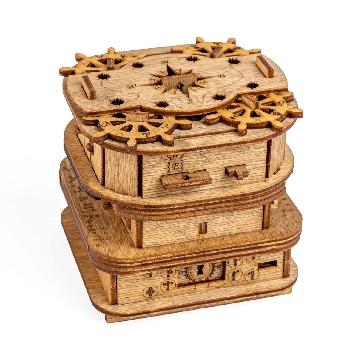 Clean iDventure Cluebox – Davy Jones Locker 3D Wooden Puzzle Box Escape Room Game Brain Teaser Gift Box for Adults Birthday Gadget for Men Original Design