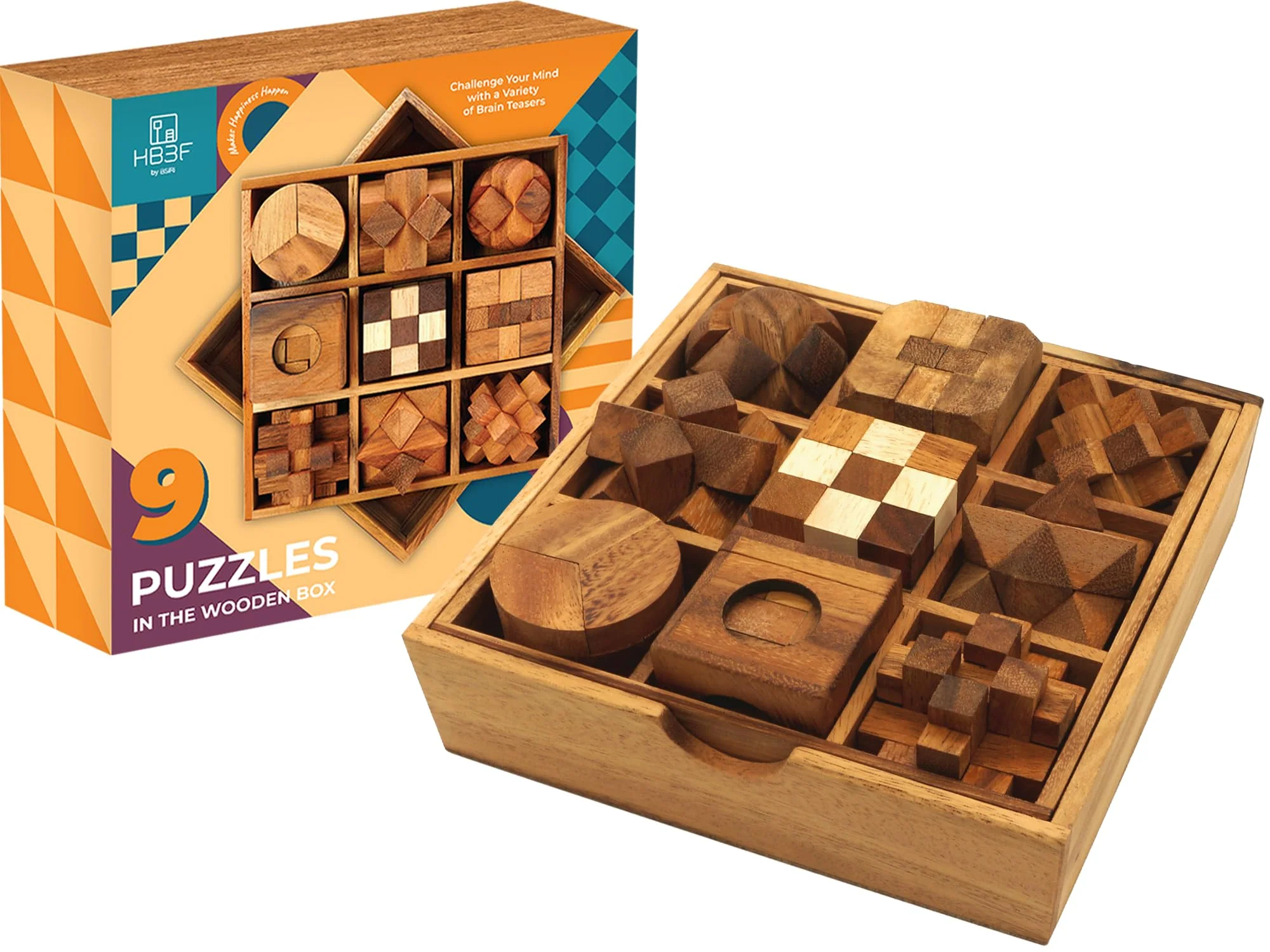 Consistent BSIRI 9-in-1 Wooden Brain Teaser Puzzle Set – 3D Mind Games for Kids Teens Adults Hard Level 10 Decorative Mini Toy Set Original Design