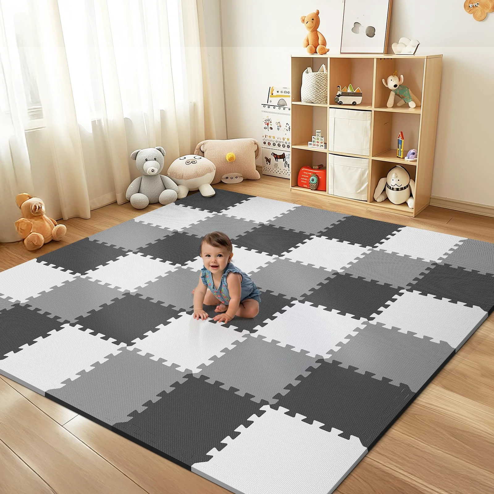 World-Class 36 PCS Baby Play Mat – Foam Floor Puzzle Tiles 11.8 x11.8 x0.6 Interlocking Carpet for Crawling Toddlers Kids Playroom Green
