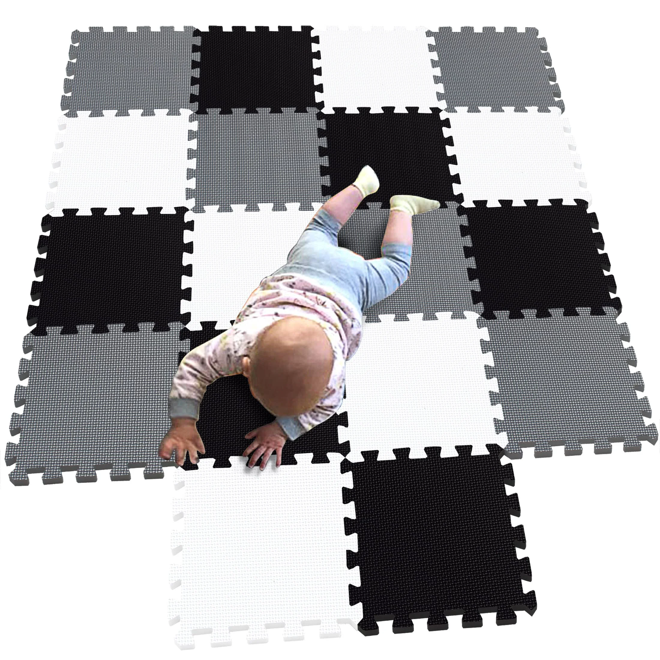 Practical MQIAOHAM® 18 Pieces Puzzle Play Mats Soft Baby Play Mat Kids Interlocking Foam Floor Tiles Toddlers Carpet Playmats G301018-101104112 Efficient