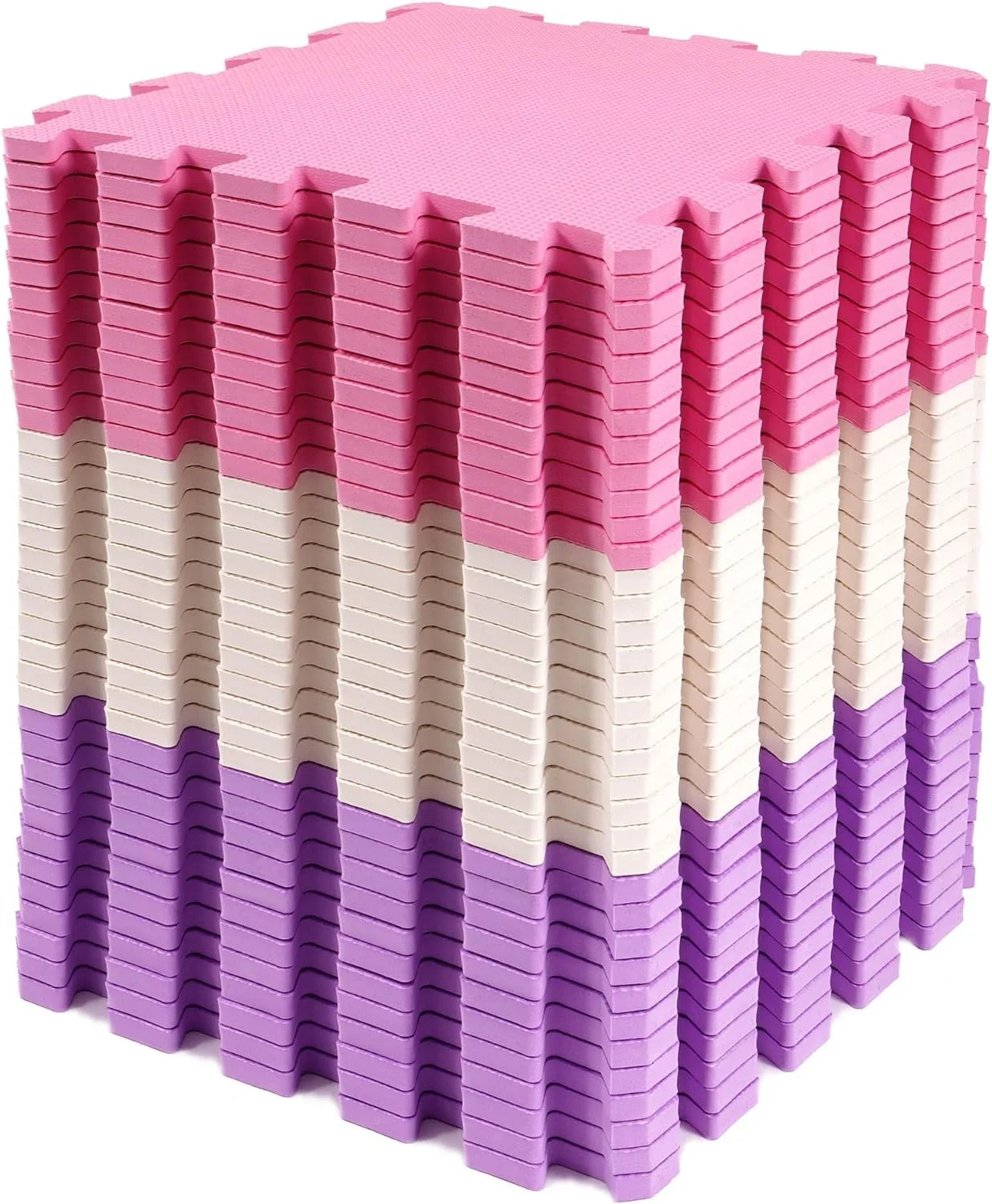 Responsible BalanceFrom Puzzle Play Mat – 36 Interlocking Foam Floor Tiles Pink Purple Beige Soft Playroom Flooring for Indoor Outdoor Playpen Consistent
