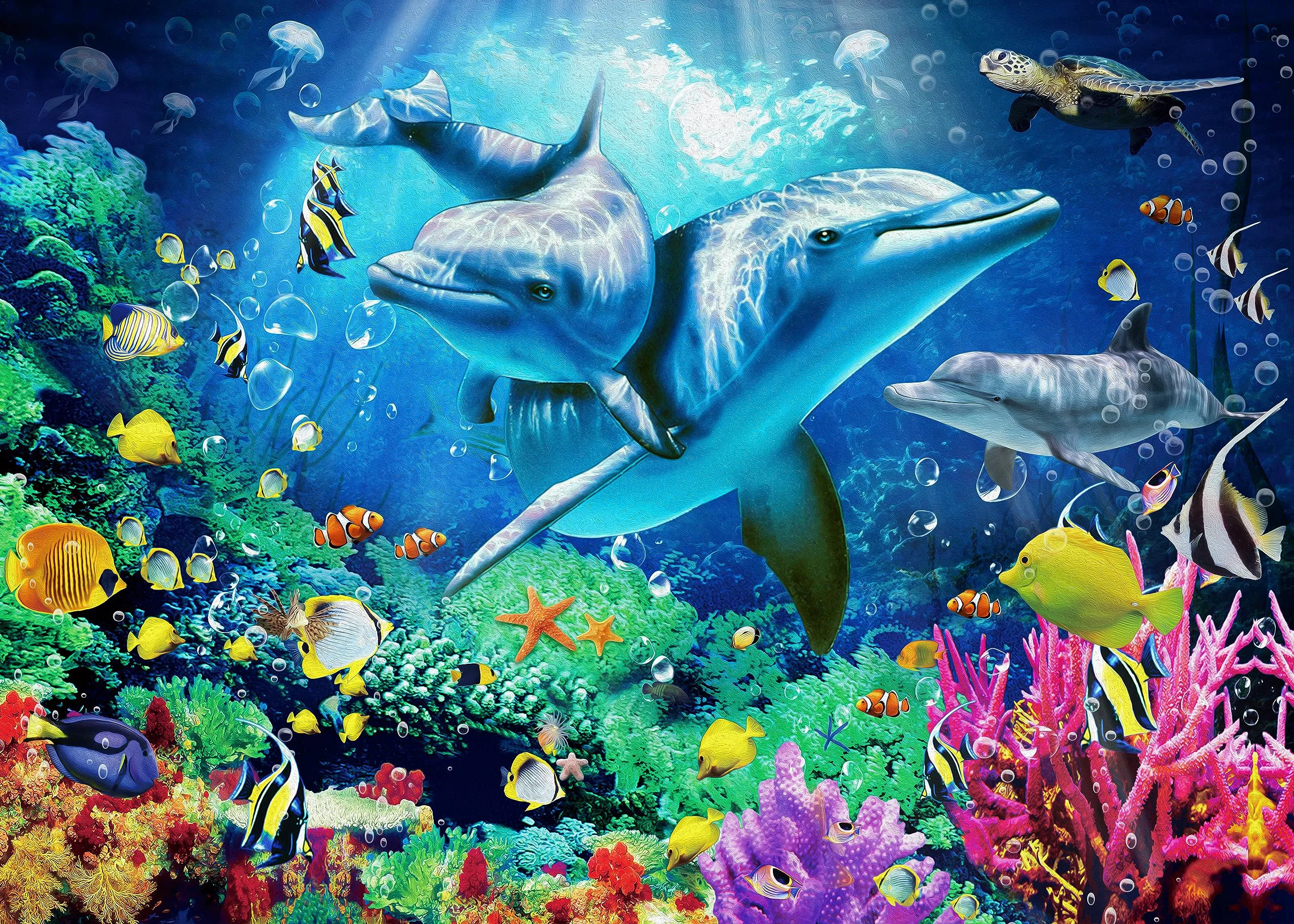 Solid Nattork Jigsaw Puzzles 1000 Pieces for Adults Families Sea World Pieces Fit Together ly Convenient