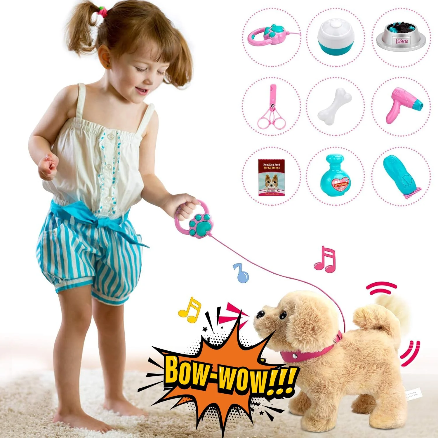 Smart Koonie Talking Plush Golden Retriever Puppy - Repeats What You Say Barks and Walks - Electronic Interactive Stuffed Dog for Kids Unique