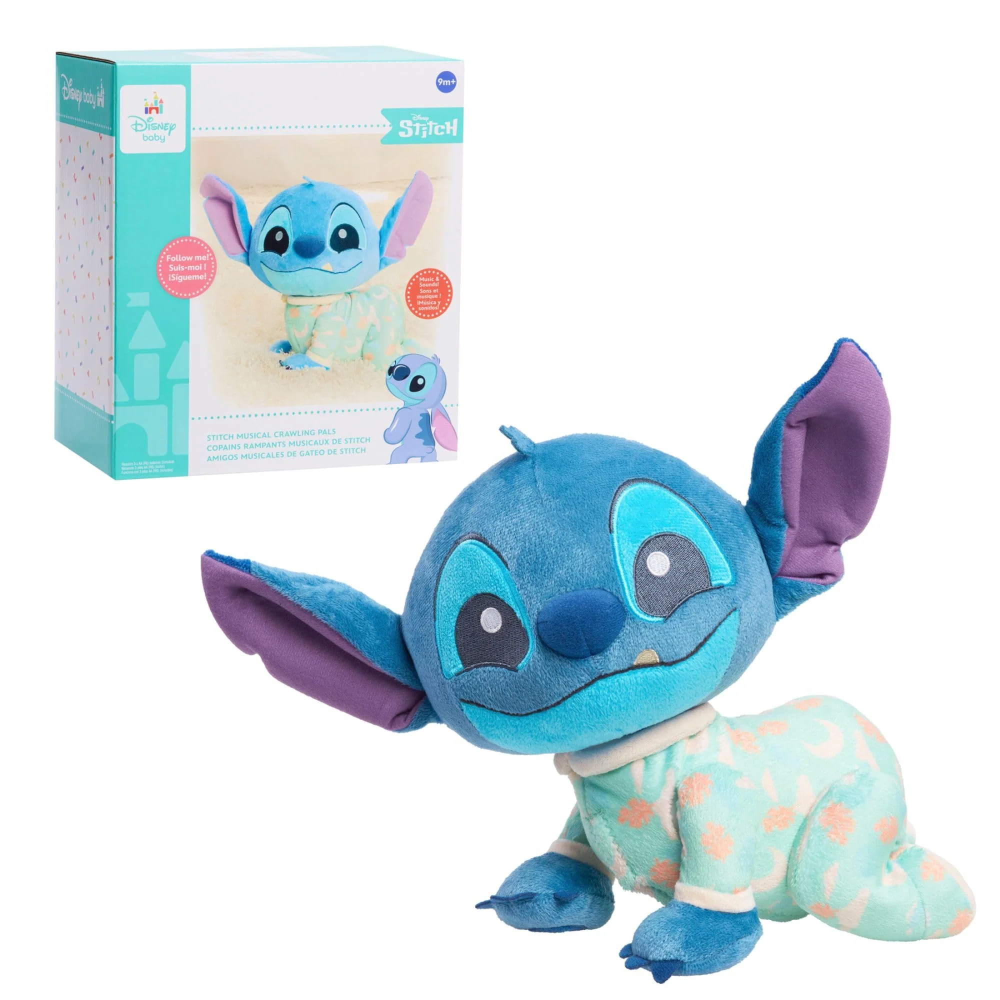 Sophisticated Just Play Disney Baby Musical Crawling and Talking Pals Stitch Interactive Plush Toy Kids Toys for Ages 09 Month Organic