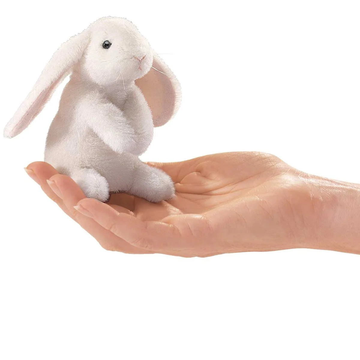 Premium Folkmanis Mini Lop Earred Rabbit Finger Puppet White 1 EA Functional