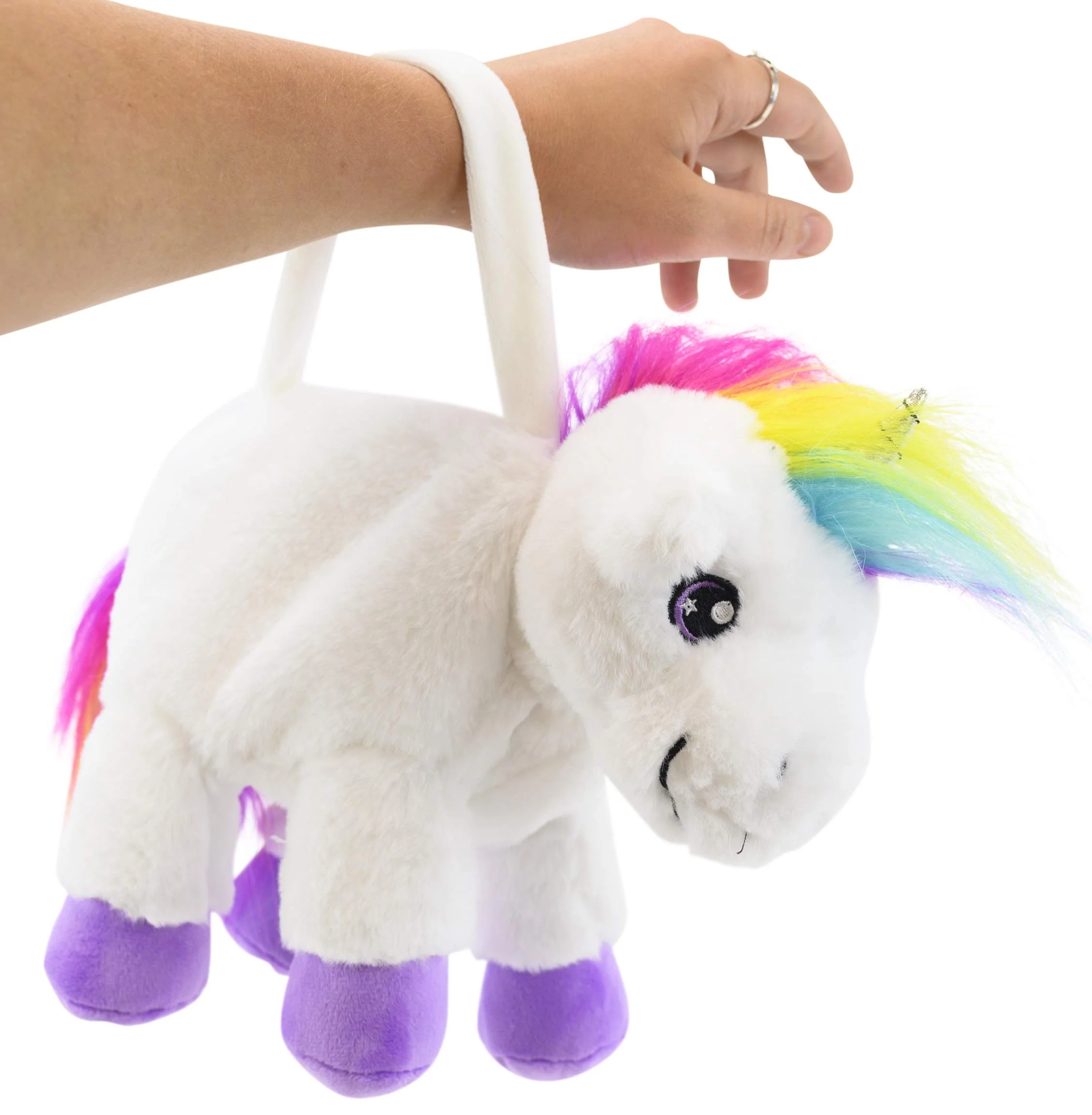 Trendy PLUSHIBLE BRIDGING MILES WITH SMILES Unicorn Stuffed Animal for Kids Poppy Purse - Purple Rainbow Silver Exclusive