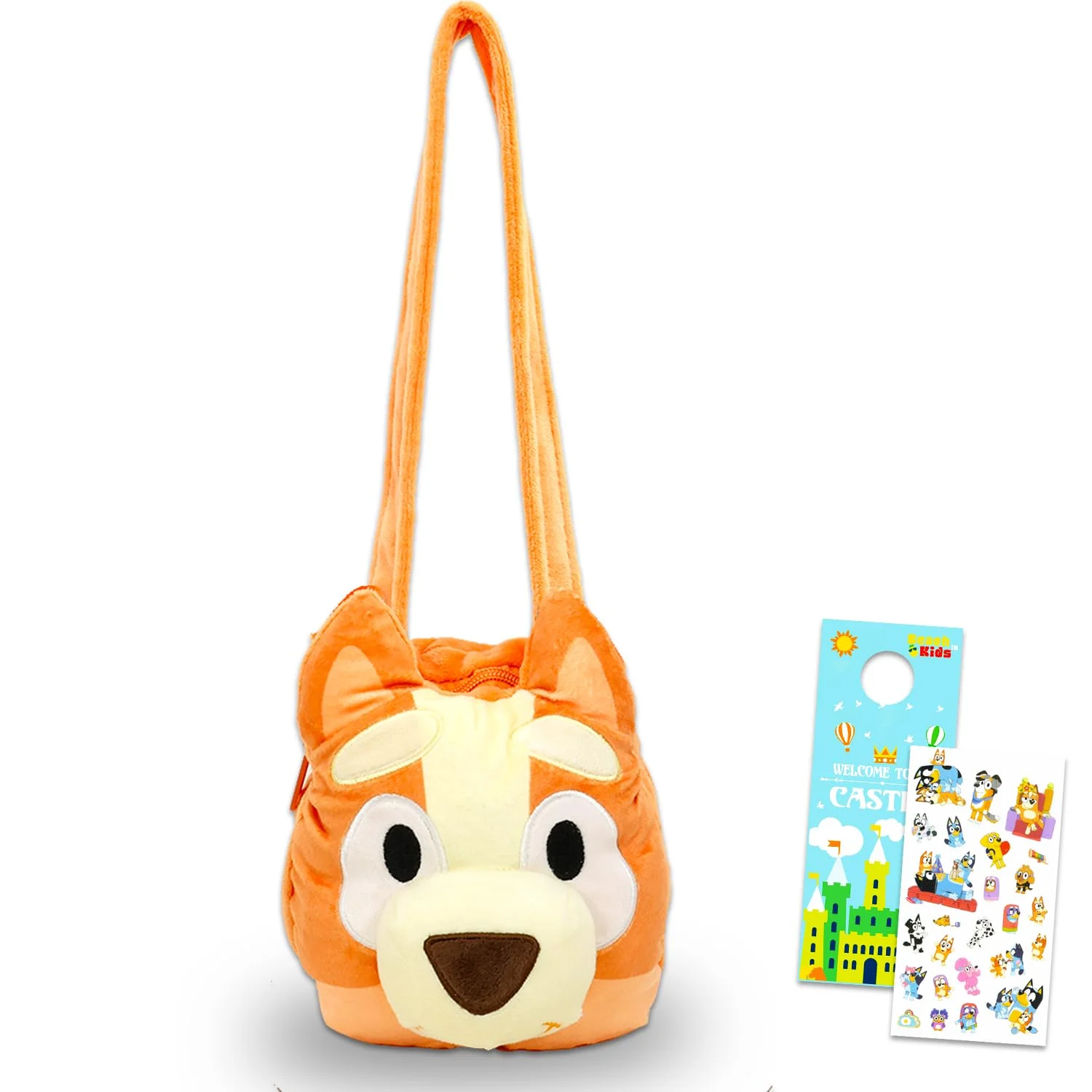 Crafted Bingo Plush Crossbody Purse Set - Bluey Mini Purse Bundle of Plushie Crossbody Bag for Girls Plus Stickers More Bluey and Bingo Bags for Kids Solid