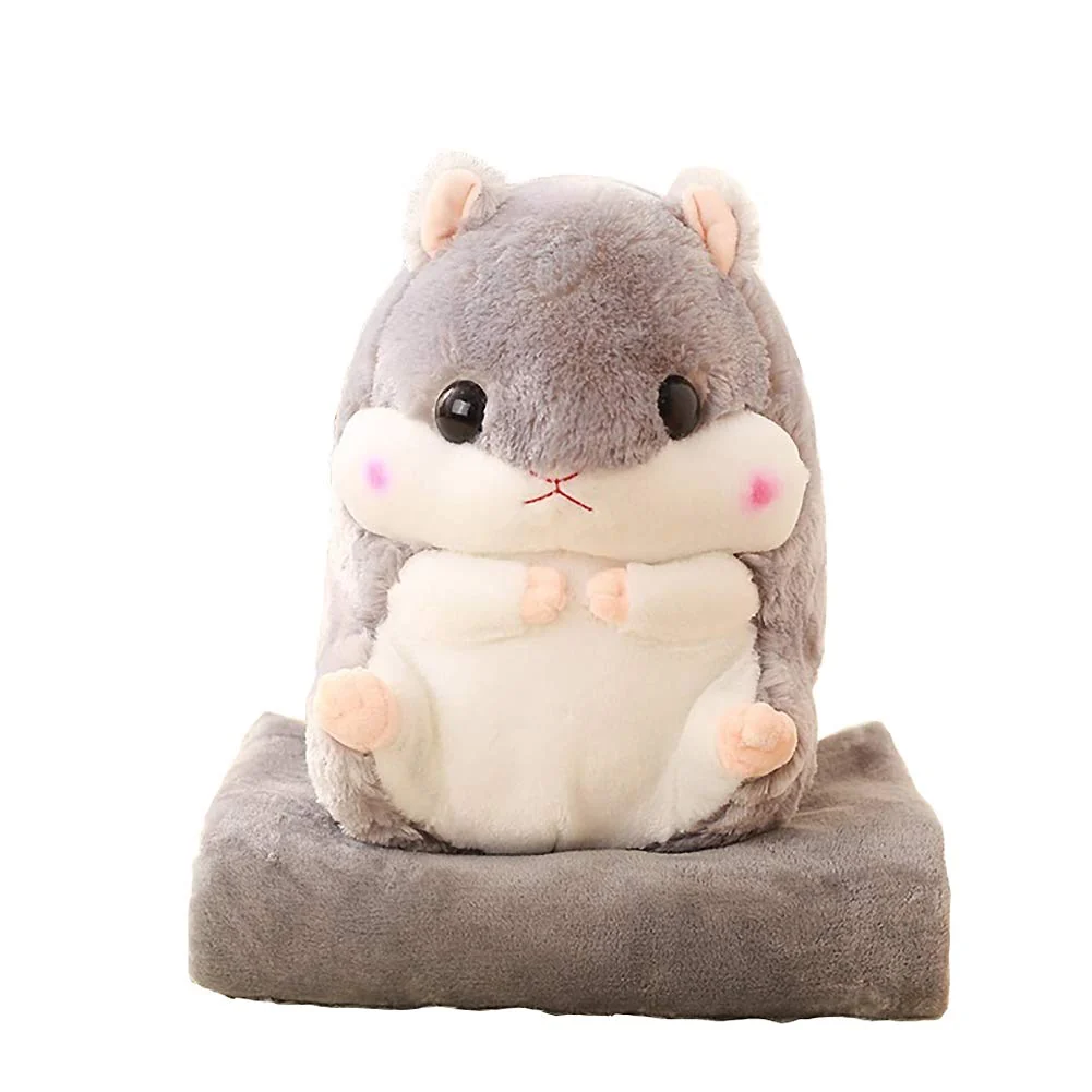 Healthy YunNasi Plush Hamster Stuffed Animal Toys Hamster Throw Pillow with Blanket 19.7 Inches Grey Trusted