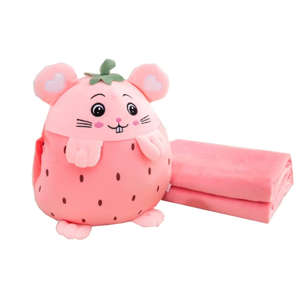 Comfortable YUDONG Kids Stuffed Animal Travel Blanket and Pillow Set Adorable 3 in 1 Multifunctional Fruit Plush Pillow with Hand Warmer Design for Contemporary