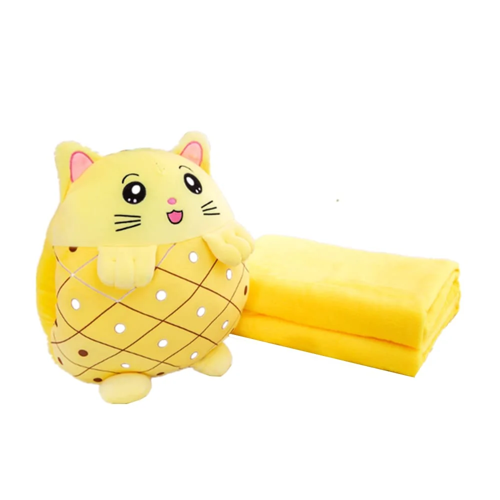 Relaxed Kids Stuffed Animal Travel Blanket and Pillow Set Adorable 3 in 1 Multifunctional Fruit Plush Pillow with Hand Warmer Design for Travel Elite