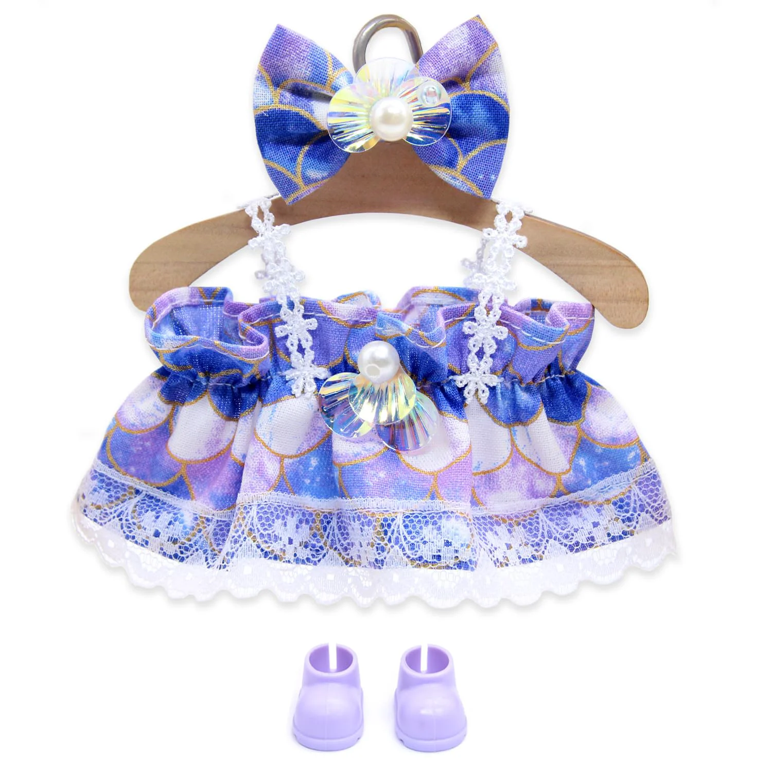 High-Grade 17cm Doll Clothes 3 Piece Clothing for Outfit Dress Up Clothes for 15cm Plush Dolls Dress Hair Clip and Shoes NO Doll Style A Artisan