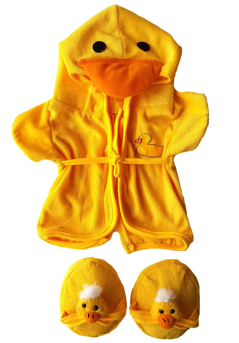Elite Duck Robe Slippers Pajamas Outfit Teddy Bear Clothes Fit 14 - 18 Build-A-Bear and Make Your Own Stuffed Animals Minimalist