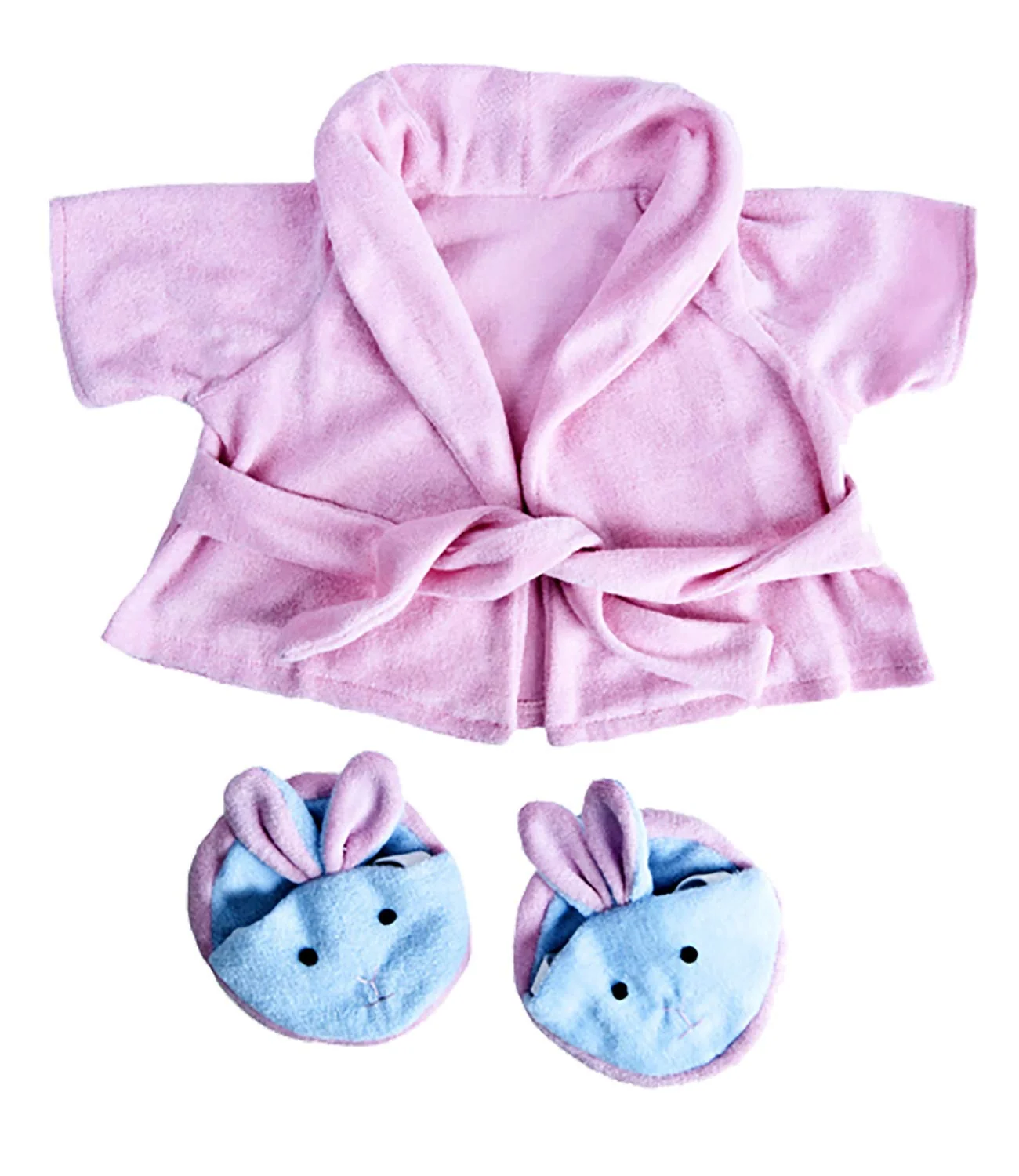 Environmentally Friendly Pink Bathrobe w Bunny Slippers Teddy Bear Clothes Fits Most 14 - 18 Build-A-Bear and Make Your Own Stuffed Animals Excellent