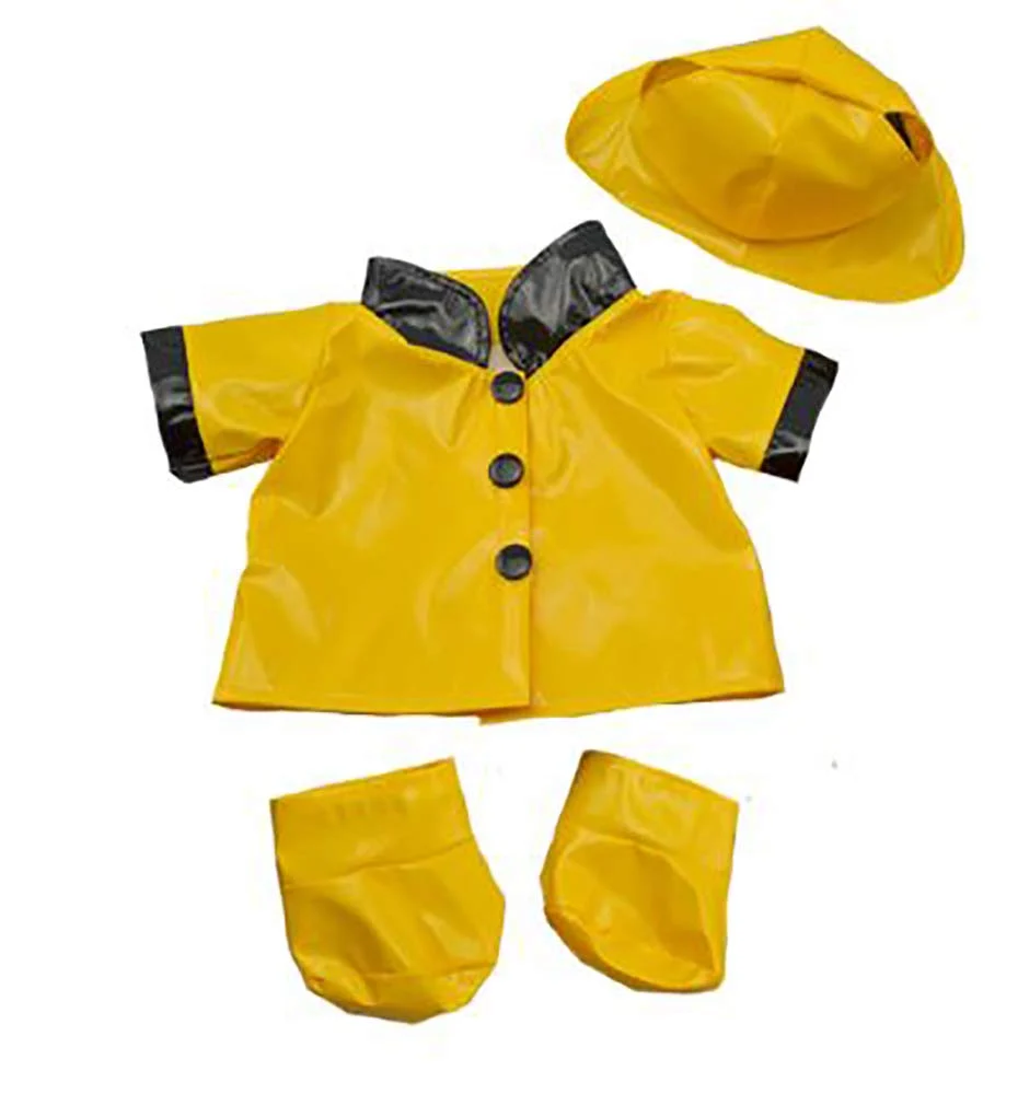 Genuine Rain Slicker w Hat Boots Teddy Bear Clothes Fits Most 14 -18 Build-A-Bear Make Your Own Stuffed Animals Natural