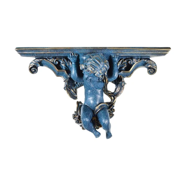 Crafted Maxbell Wall Mounted Shelf Ornate Shelves Resin Angel Statue Shelf for Wall Decor Dark Blue Soft
