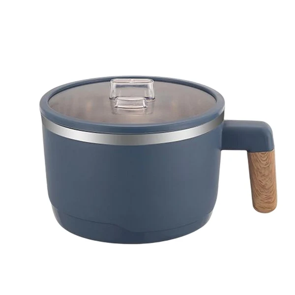 Flexible Maxbell Ramen Bowl with Lid Wooden Handle Noodles Bowl for Camping Dorm Travel Dark Blue Consistent