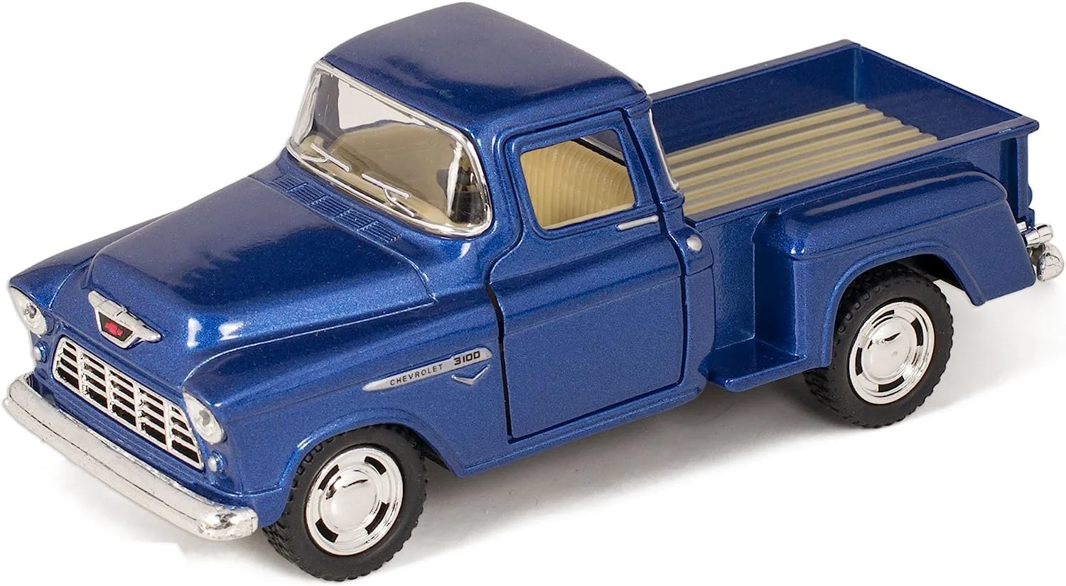 Advanced KiNSMART 1955 Chevrolet Stepside Pickup Truck 5 Inch 1 32 Scale Die Cast Metal Little Blue Truck Original
