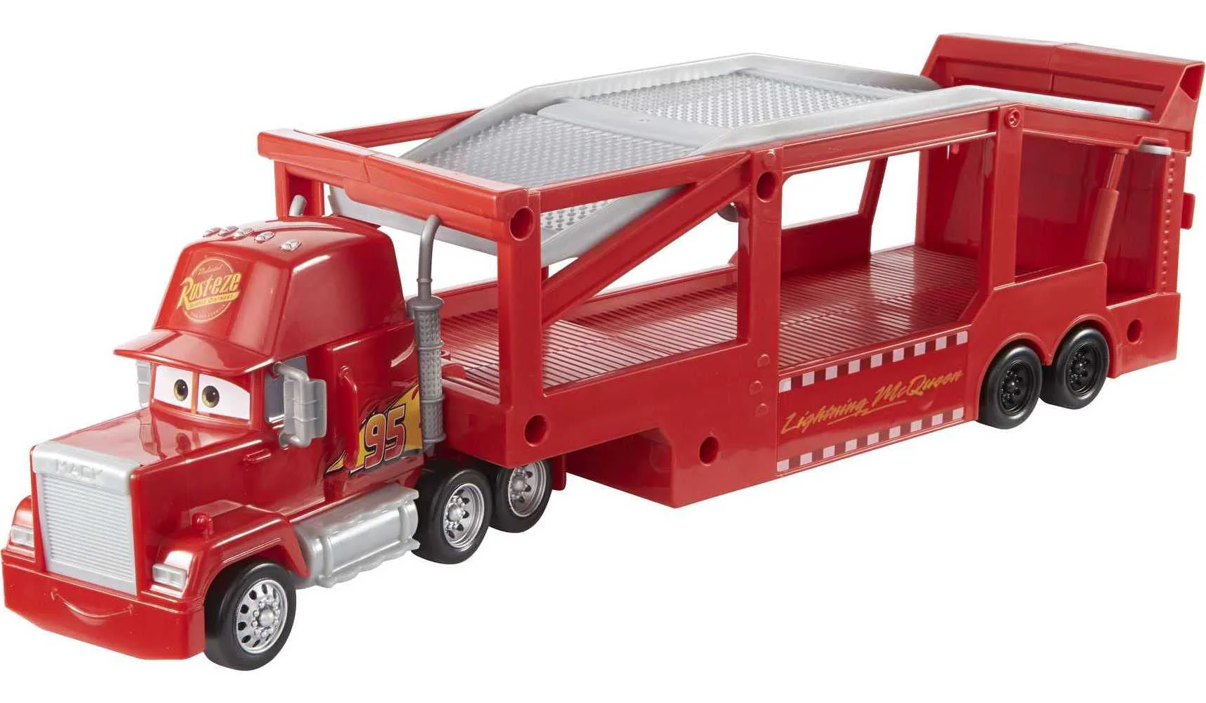 Exclusive Mattel Disney and Pixar Cars Mack Hauler 13-inch Toy Transporter Truck with Ramp Carry Storage for 12 Vehicles Gift for Kids Ages 4 Years Old Up Proven