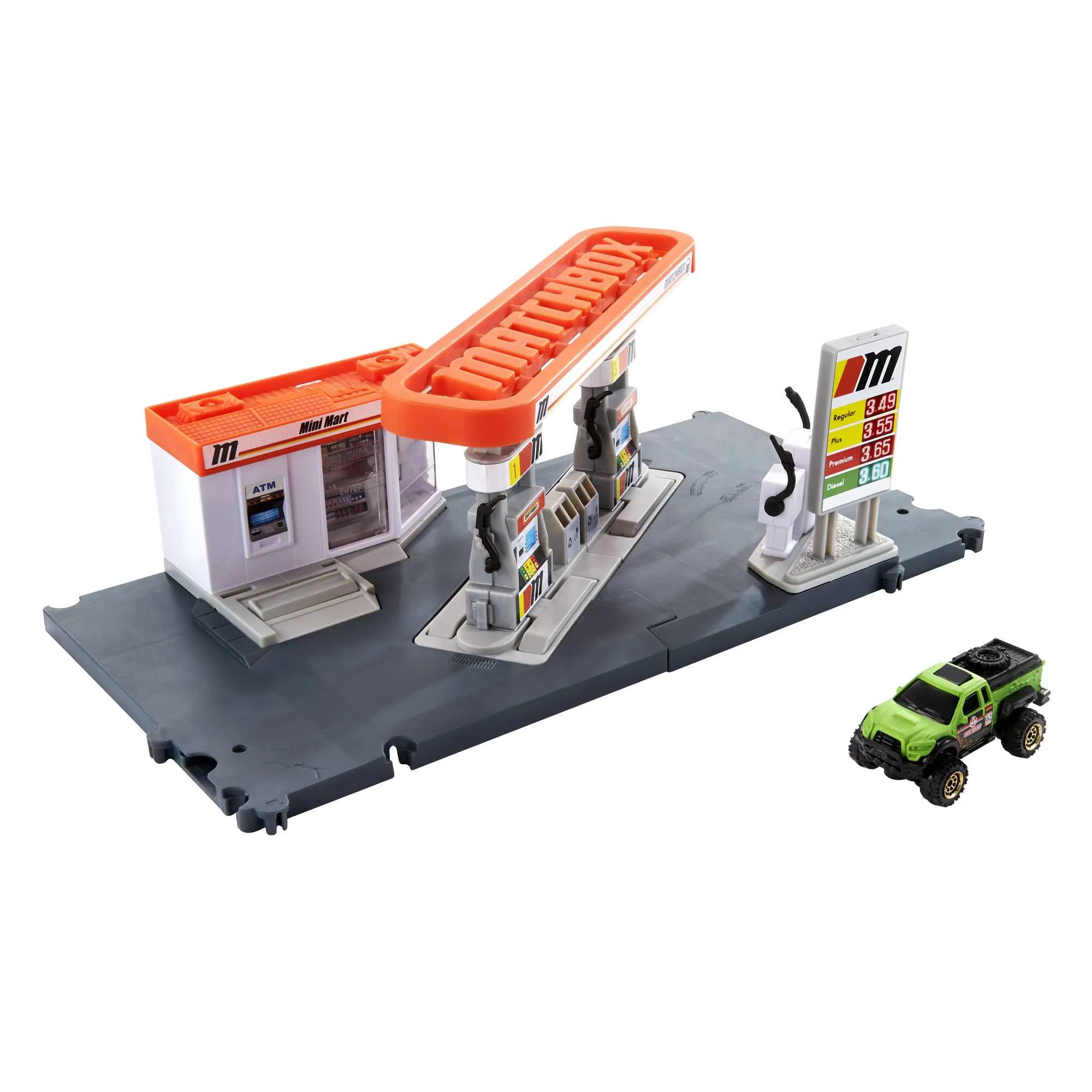 Eco-Friendly Matchbox Toy Cars Playset Action Drivers Fuel Station 1 64 Scale Toy Truck Moveable Gas Hoses Car-Activated Features Recyclable