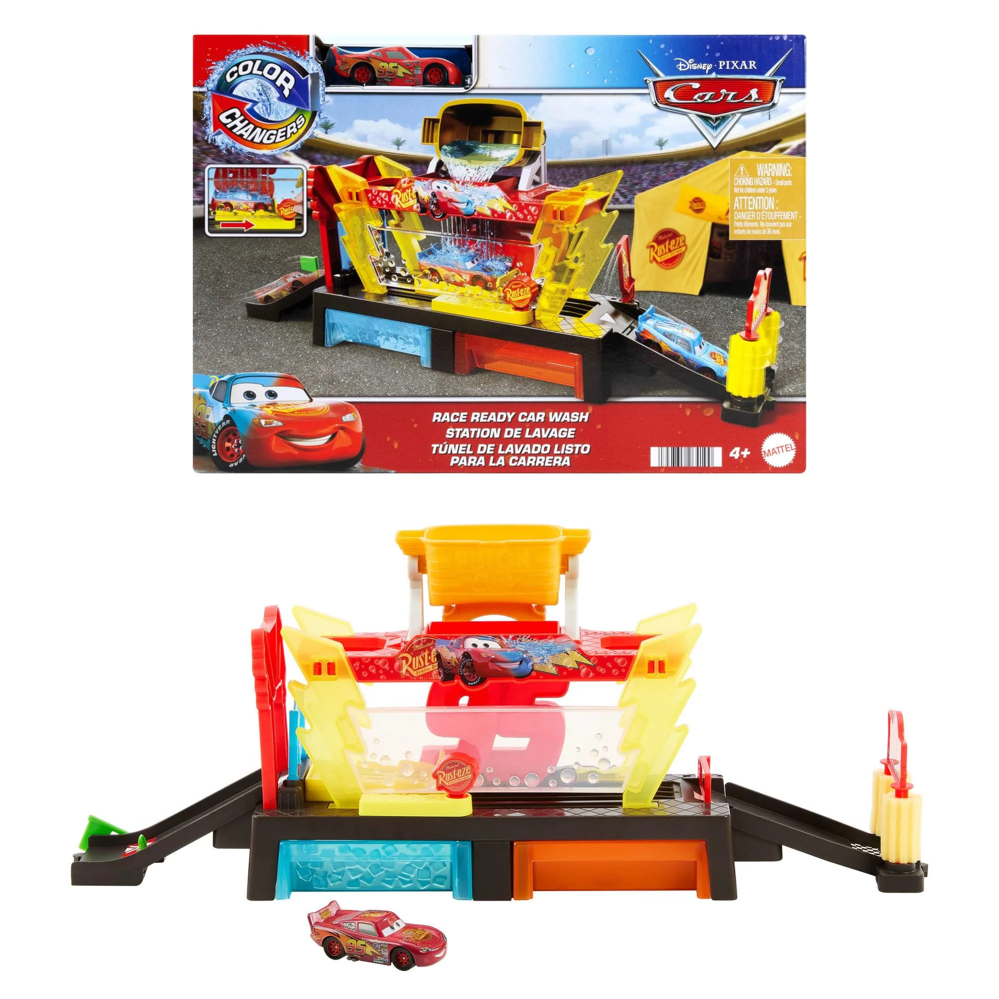 Trendy Mattel Disney Pixar Cars Color Changers Car Wash Playset with Color Changing Lightning McQueen Toy Vehicle 20-Inches Long Connects to Other Sets Refined