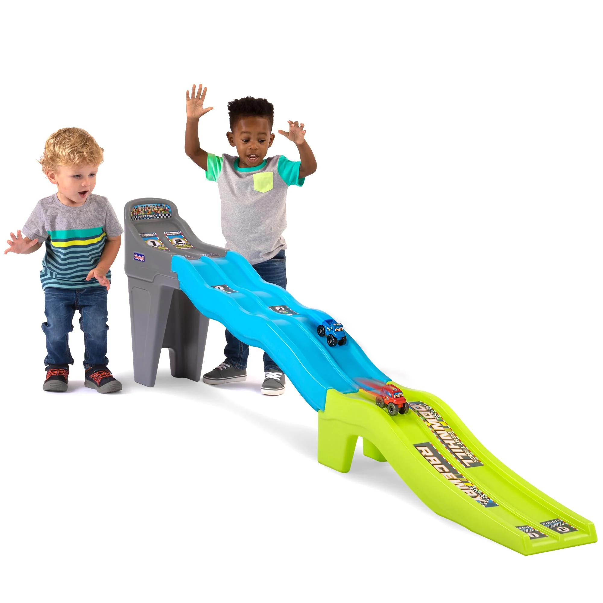 Effective Simplay3 Fast Track Downhill Raceway Dual Racetrack for Kids Cars for Toddlers 2 Toy Race Cars Included Made in USA Quality
