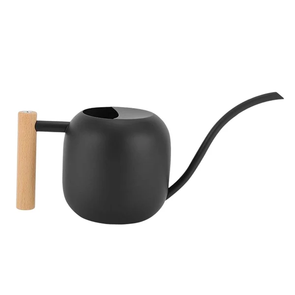 Sustainable Maxbell Stainless Steel Watering Flower Kettle Wooden Handle for Shower Decorative Black Premium
