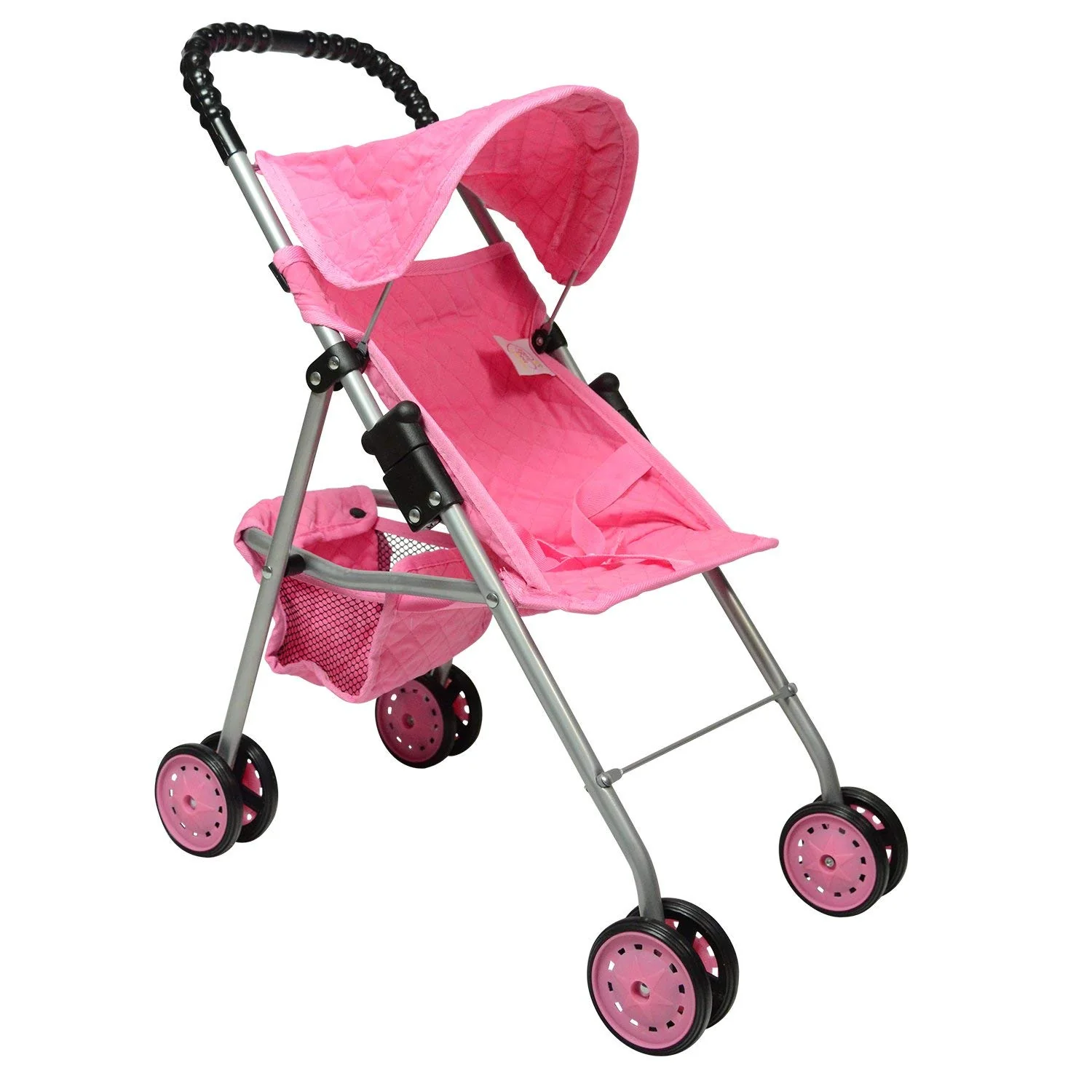 Consistent The New York Doll Collection My First Doll Stroller with Basket Foldable Doll Stroller Pink Quilted Original