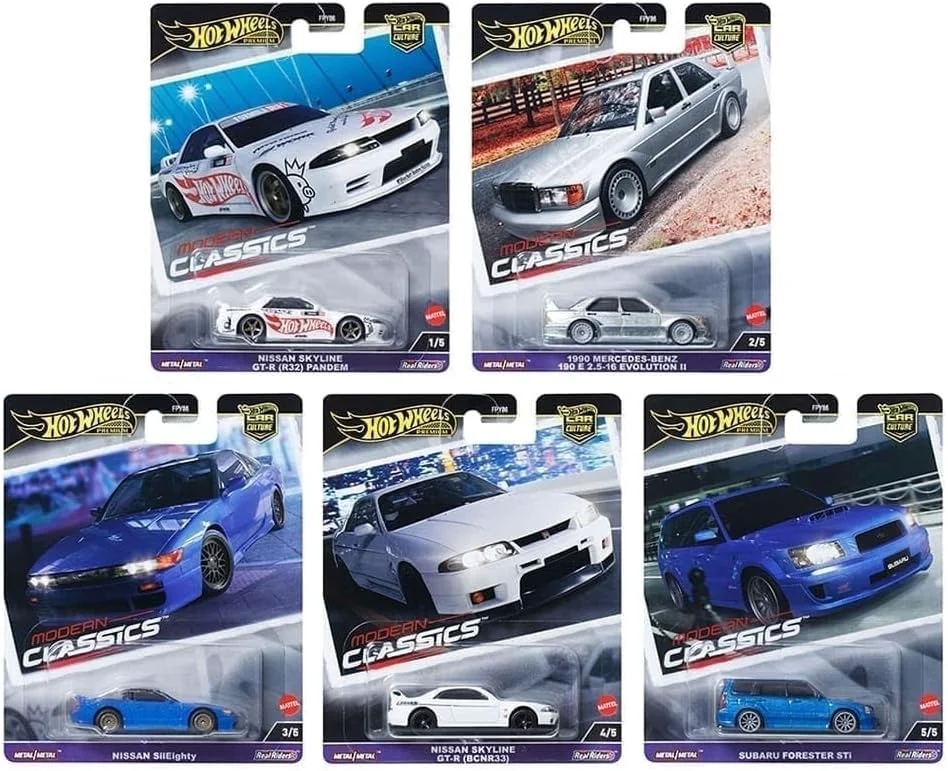 Consistent Hot Wheels Modern Classics Die-Cast Cars Set 5-Pack Nissan Skyline GTR Mercedes-Benz 190E Subaru Forester STI Limited Edition FPY86-961E High-Grade
